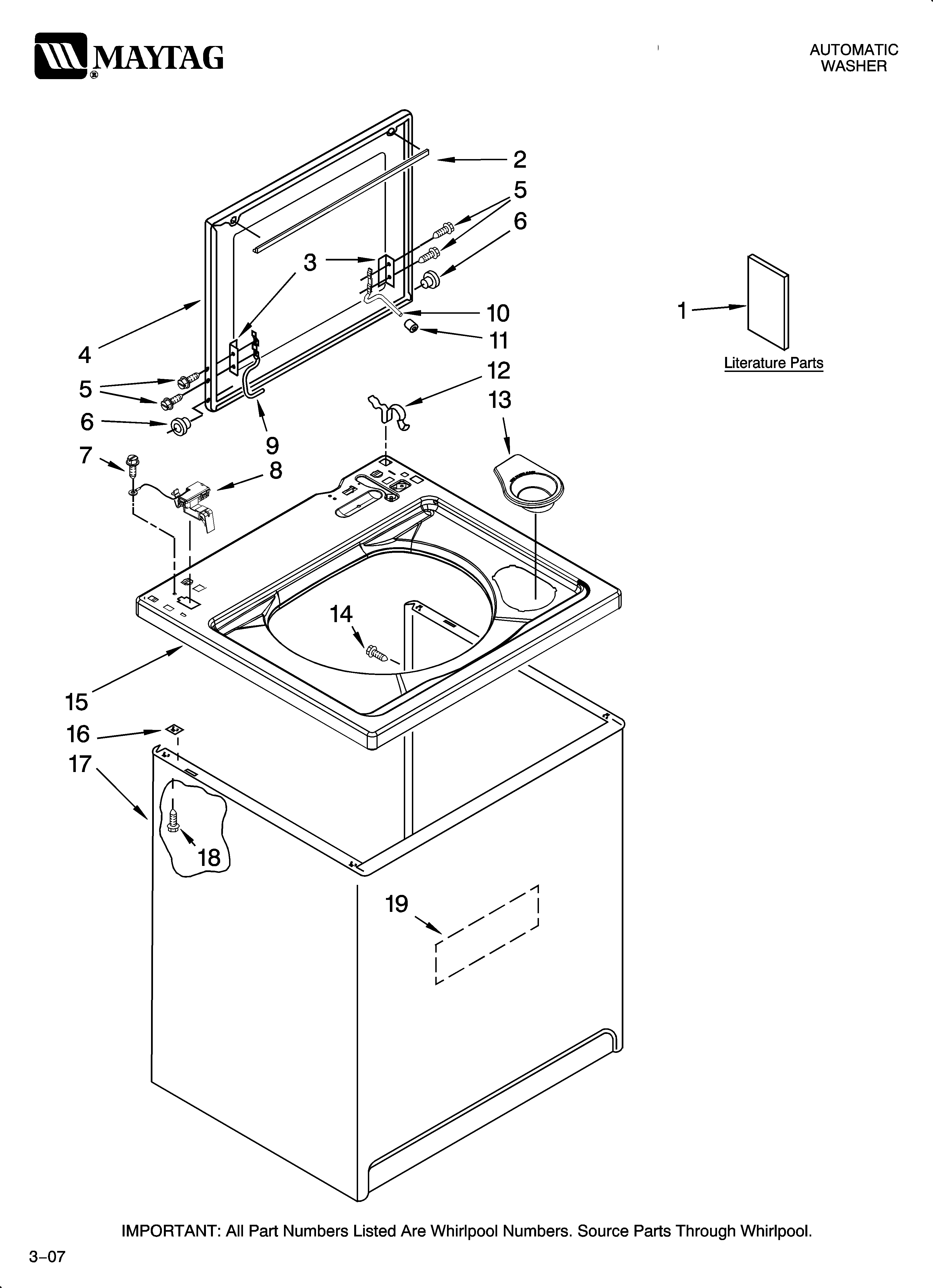 Maytag MTW5830TW0 top and cabinet parts diagram