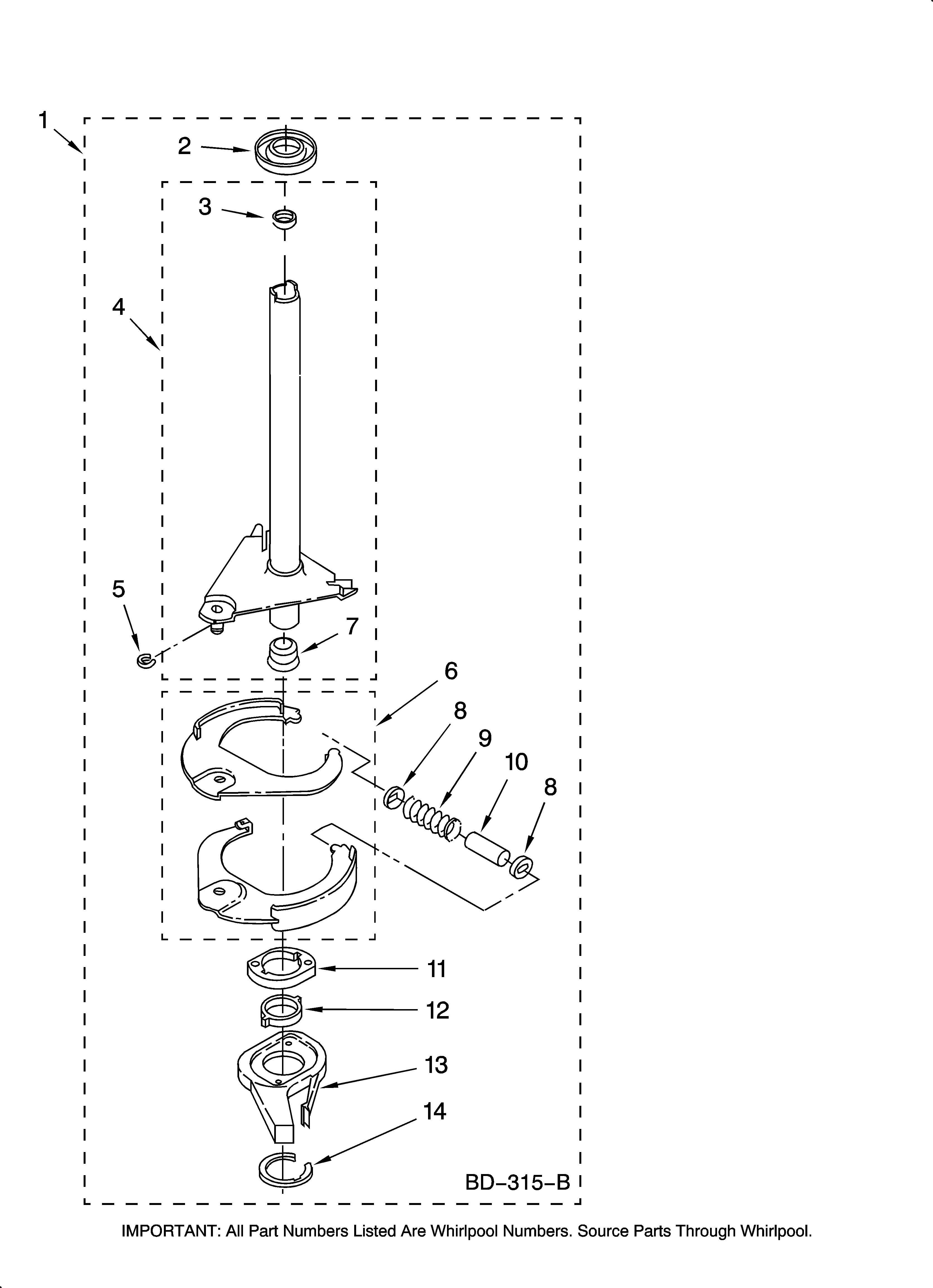 Maytag MTW5830TW0 brake and drive tube parts diagram