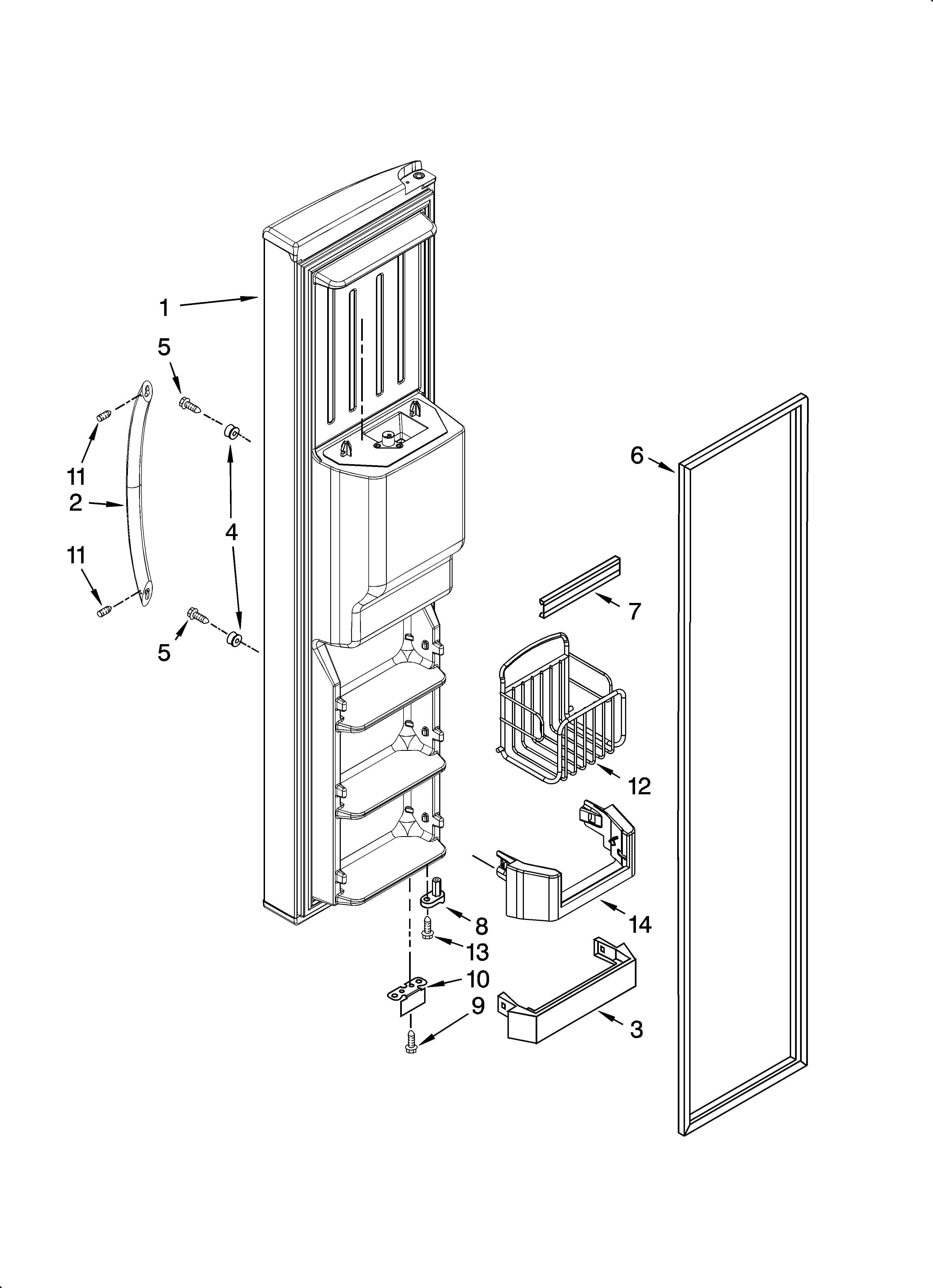 Whirlpool 7GS6SHEXMS03 freezer door parts diagram