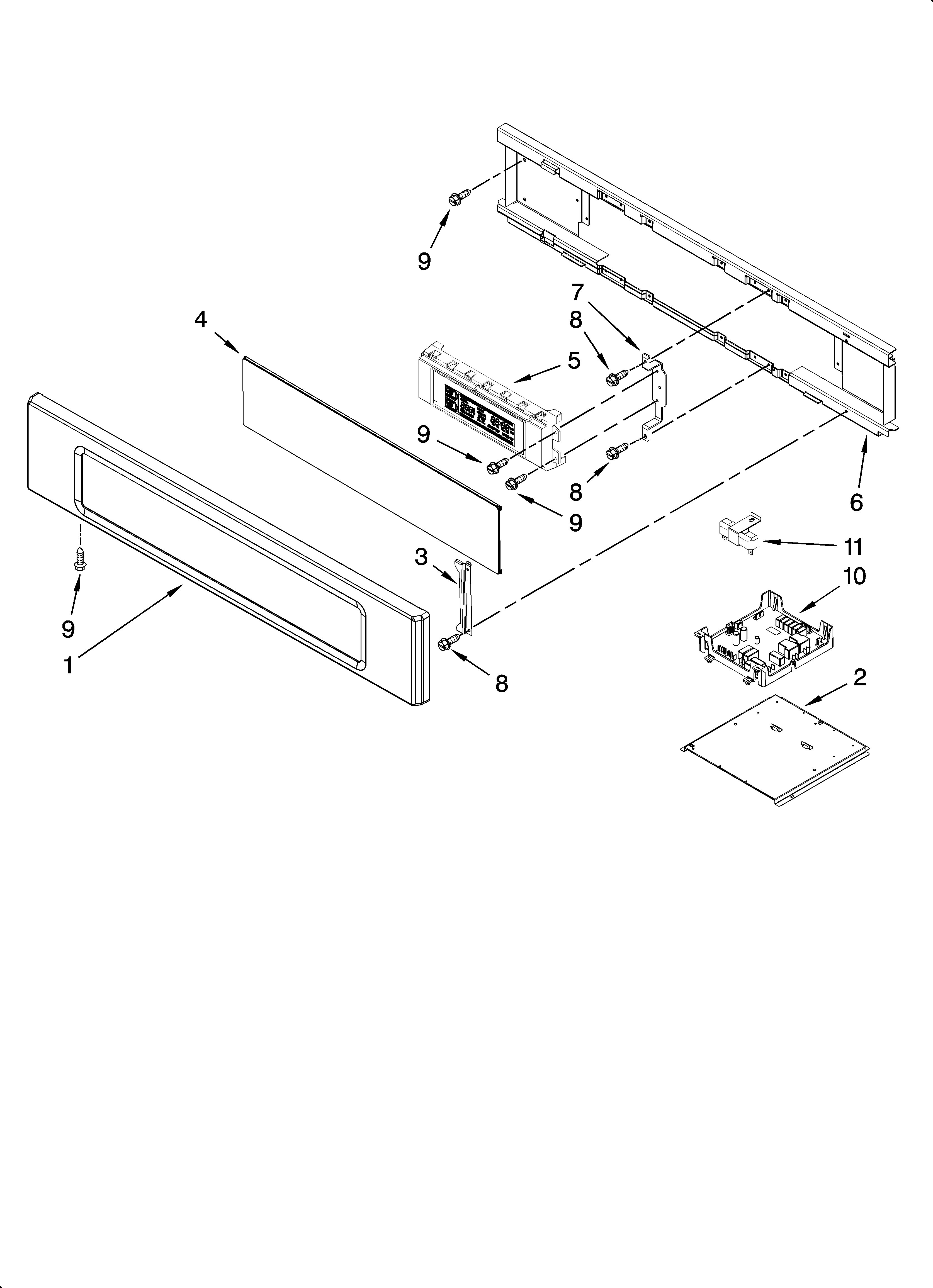KitchenAid KEBS208SBL00 control panel parts diagram