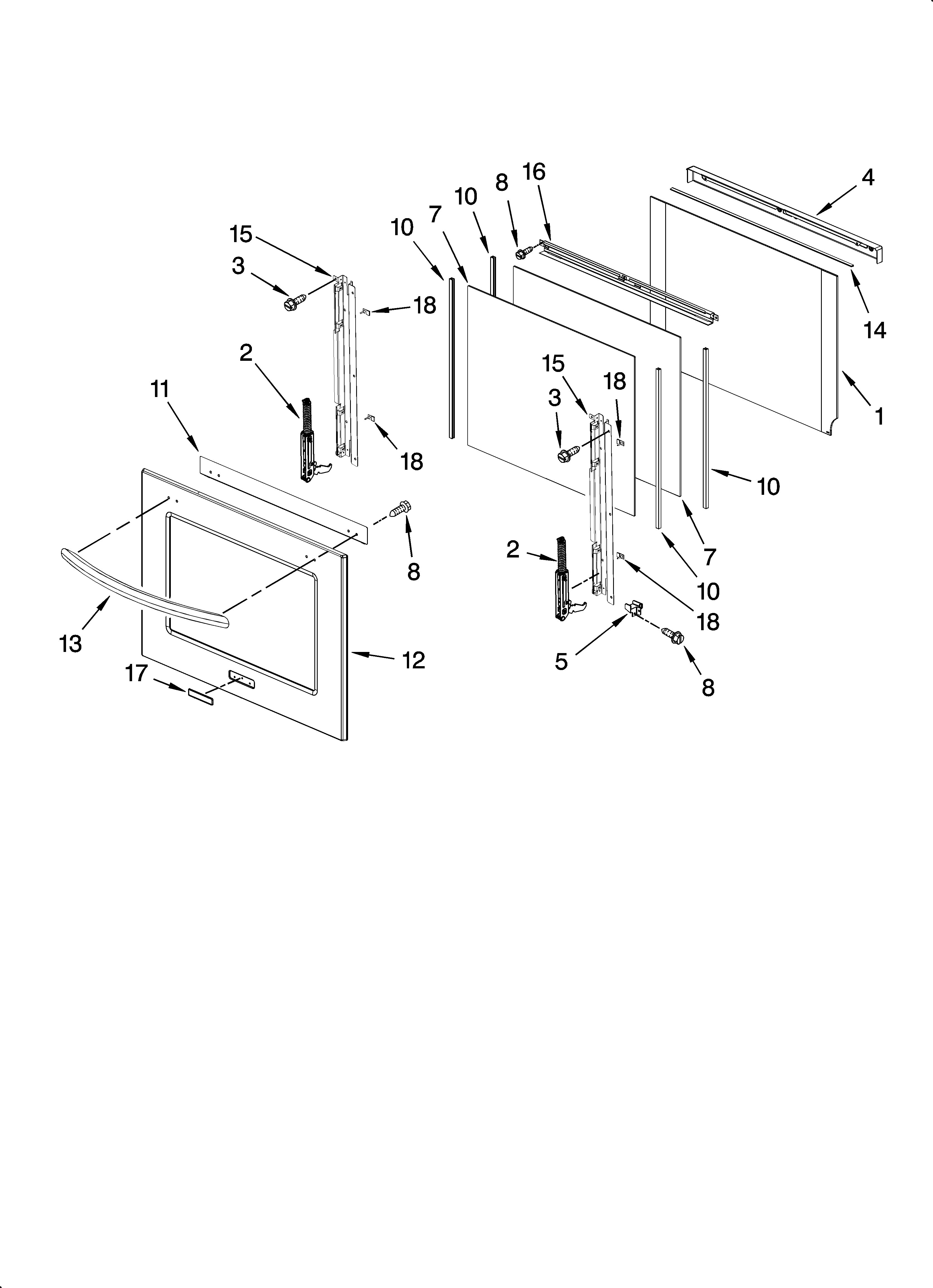 KitchenAid KEBS208SBL00 oven door parts diagram