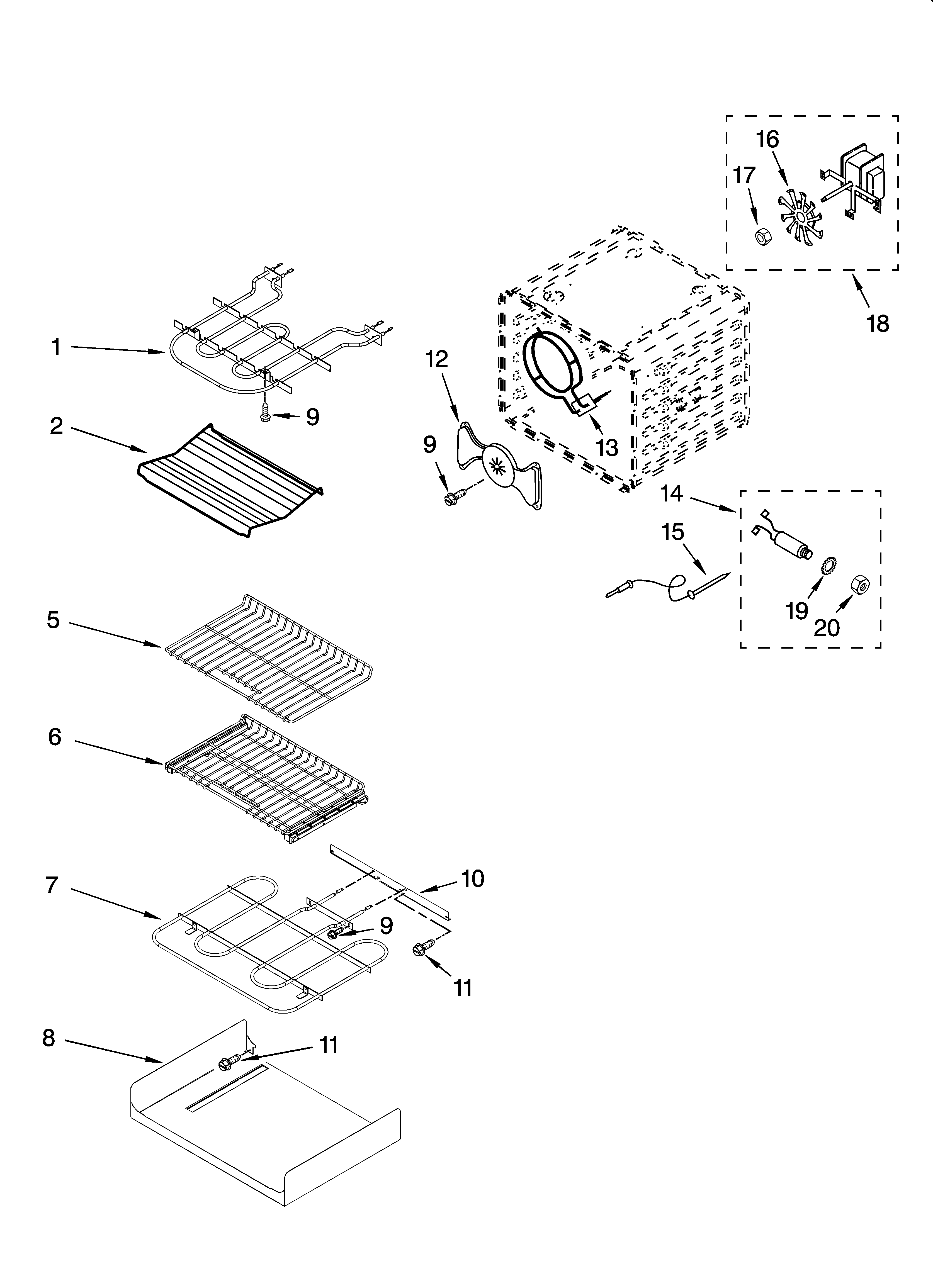 KitchenAid KEBS208SBL00 internal oven parts diagram