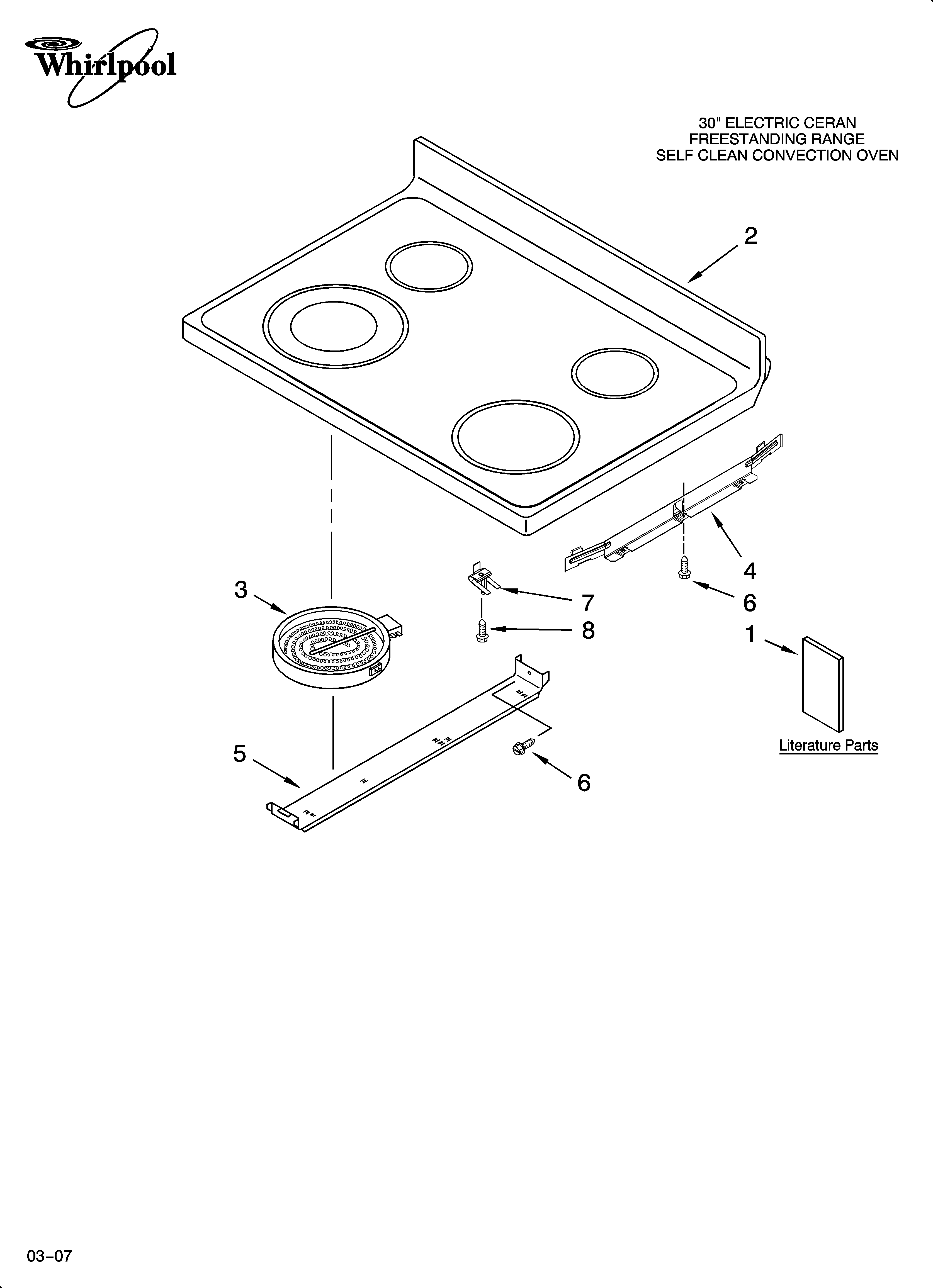 Whirlpool RF462LXSS2 cooktop parts diagram