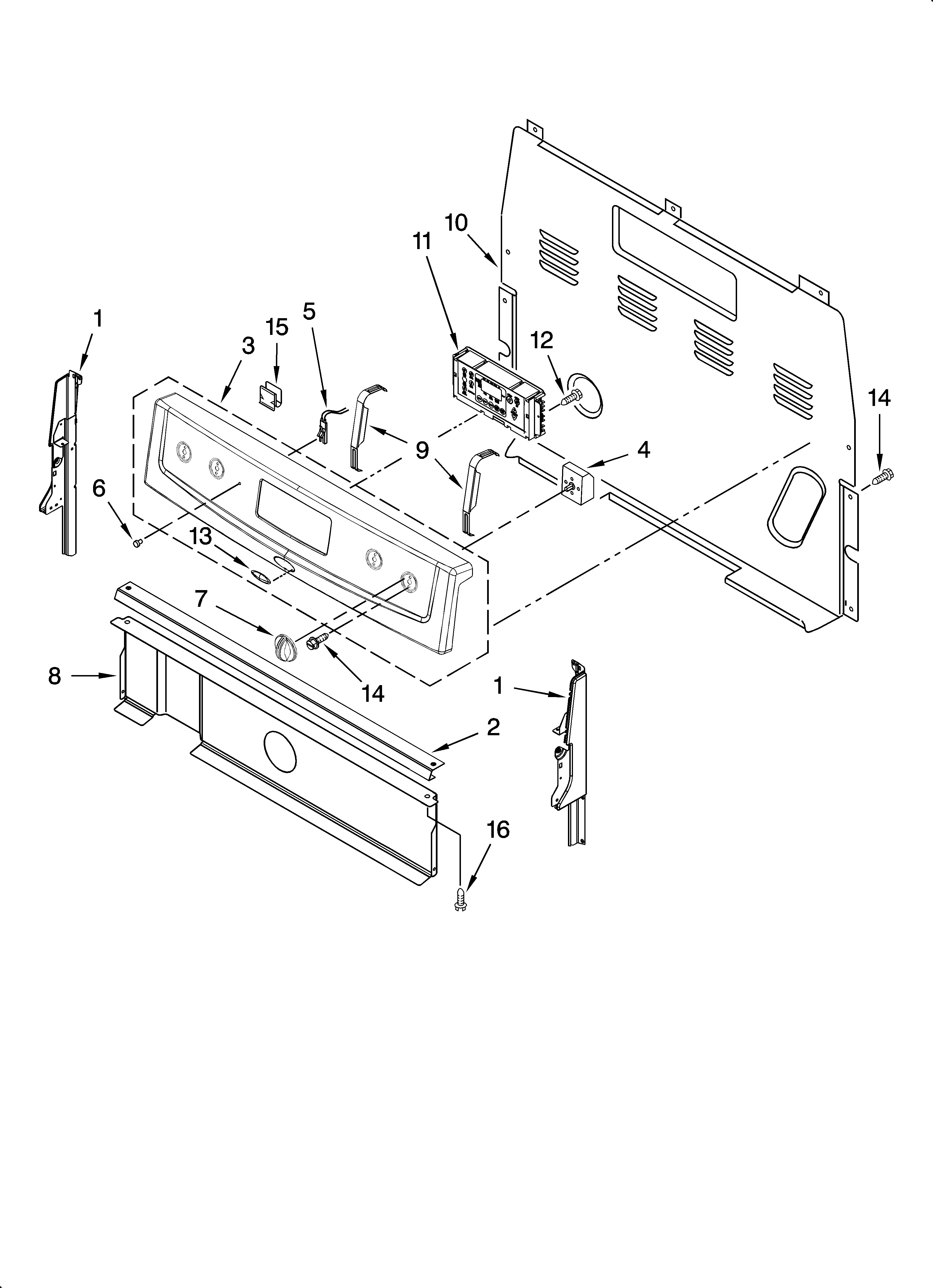 Whirlpool RF462LXSS2 control panel parts diagram