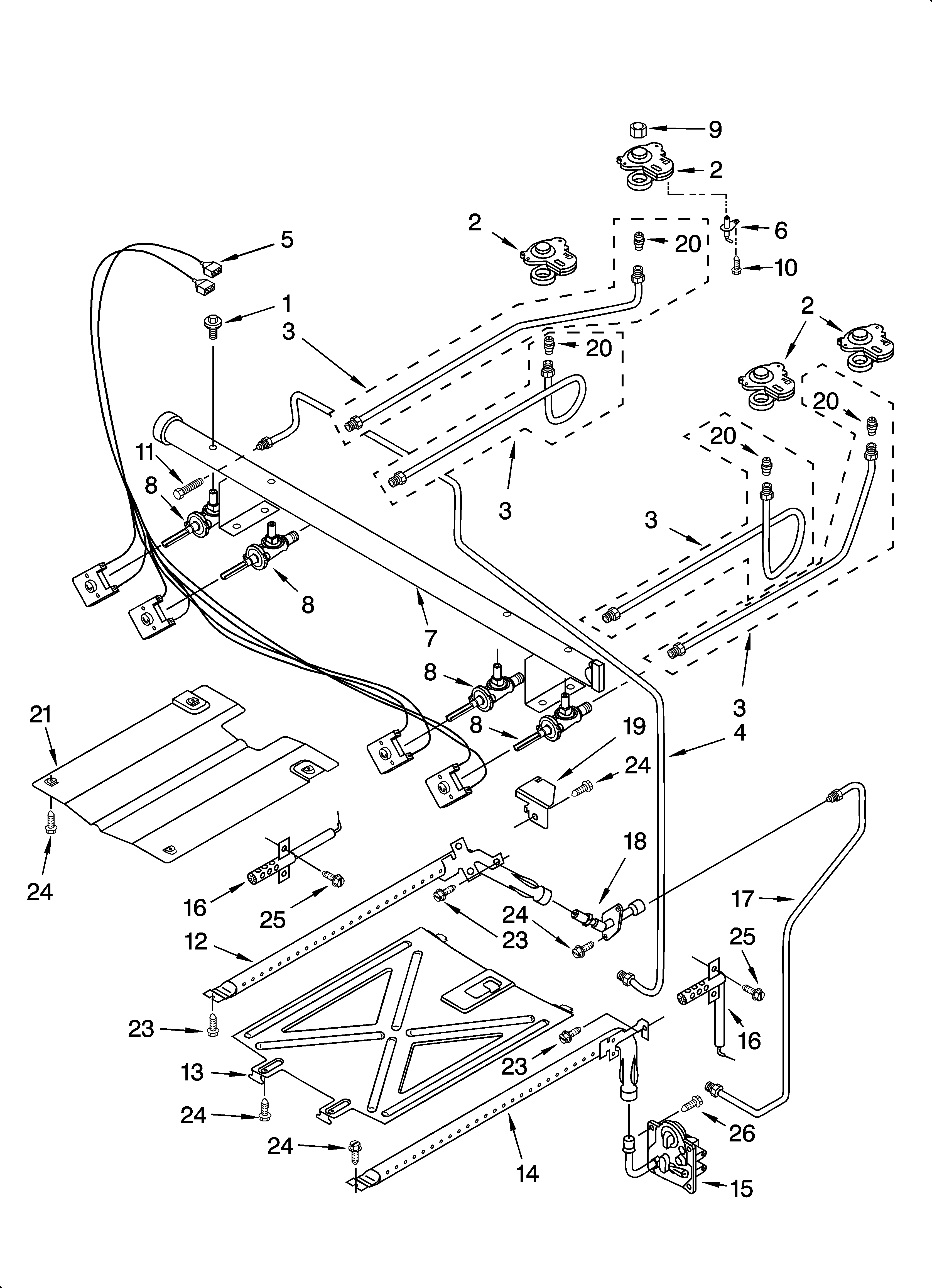 Whirlpool SF265LXTB0 manifold parts diagram