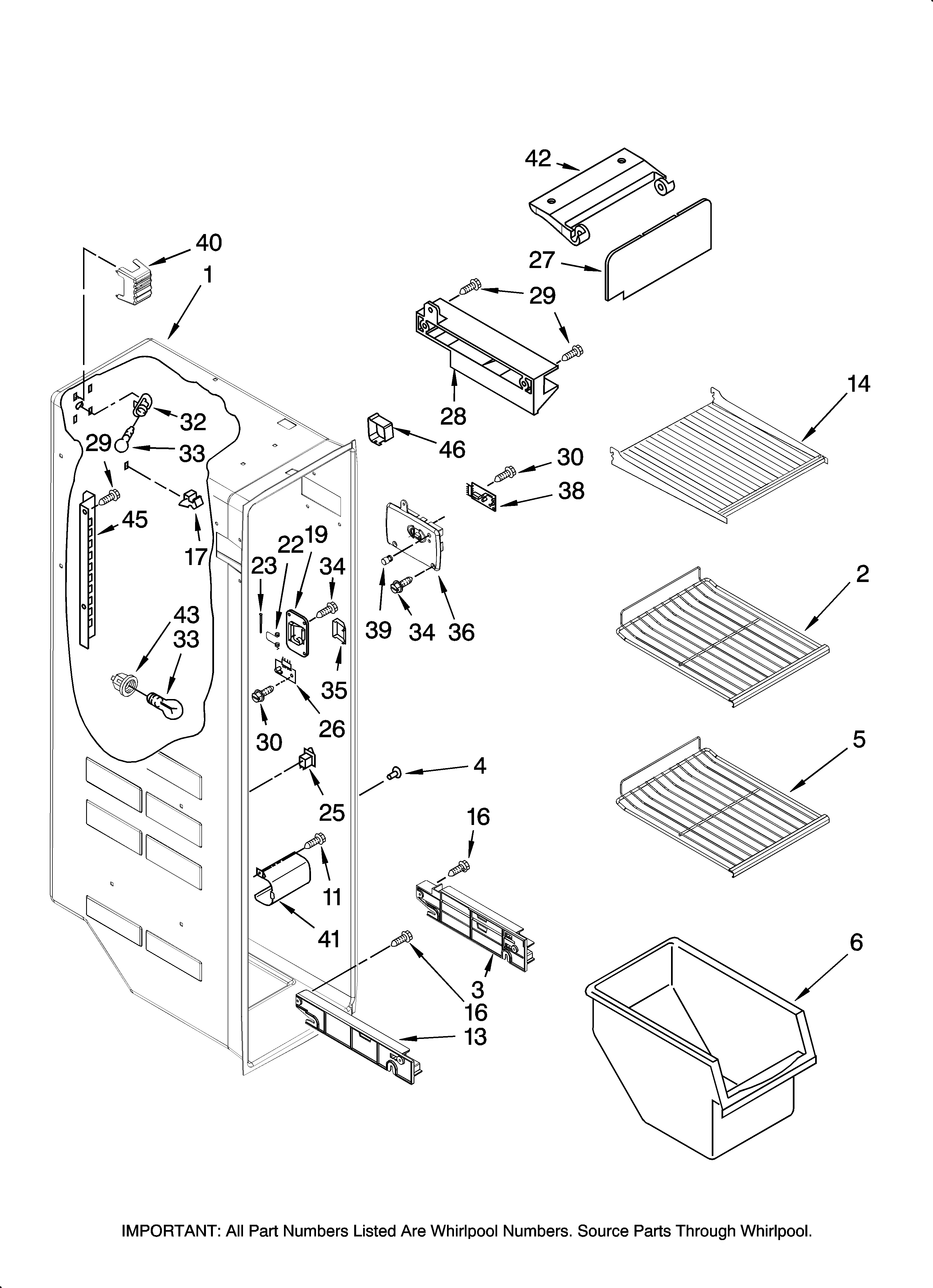 Maytag MSD2669KEB00 freezer liner parts diagram