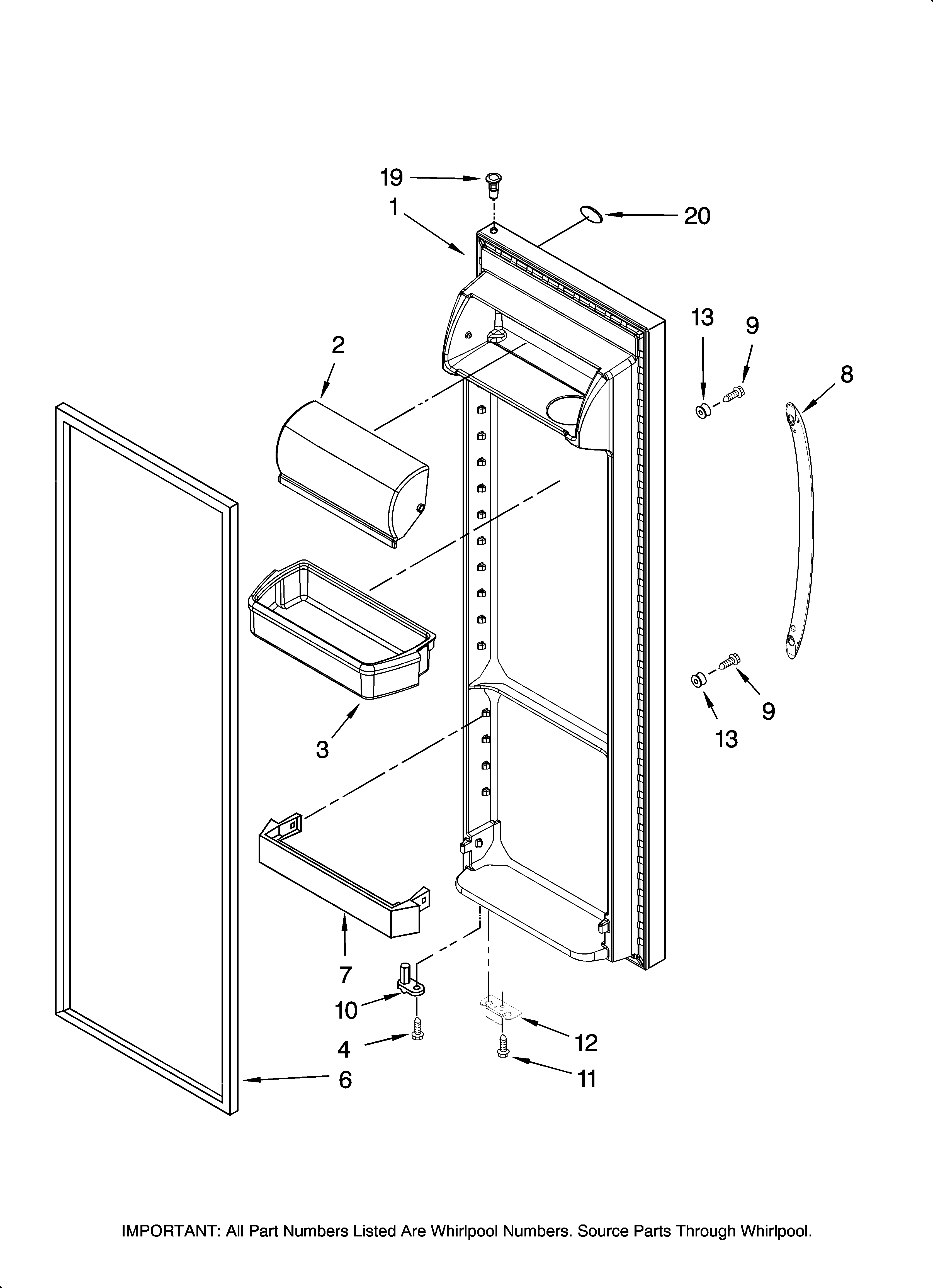 Maytag MSD2669KEB00 refrigerator door parts diagram