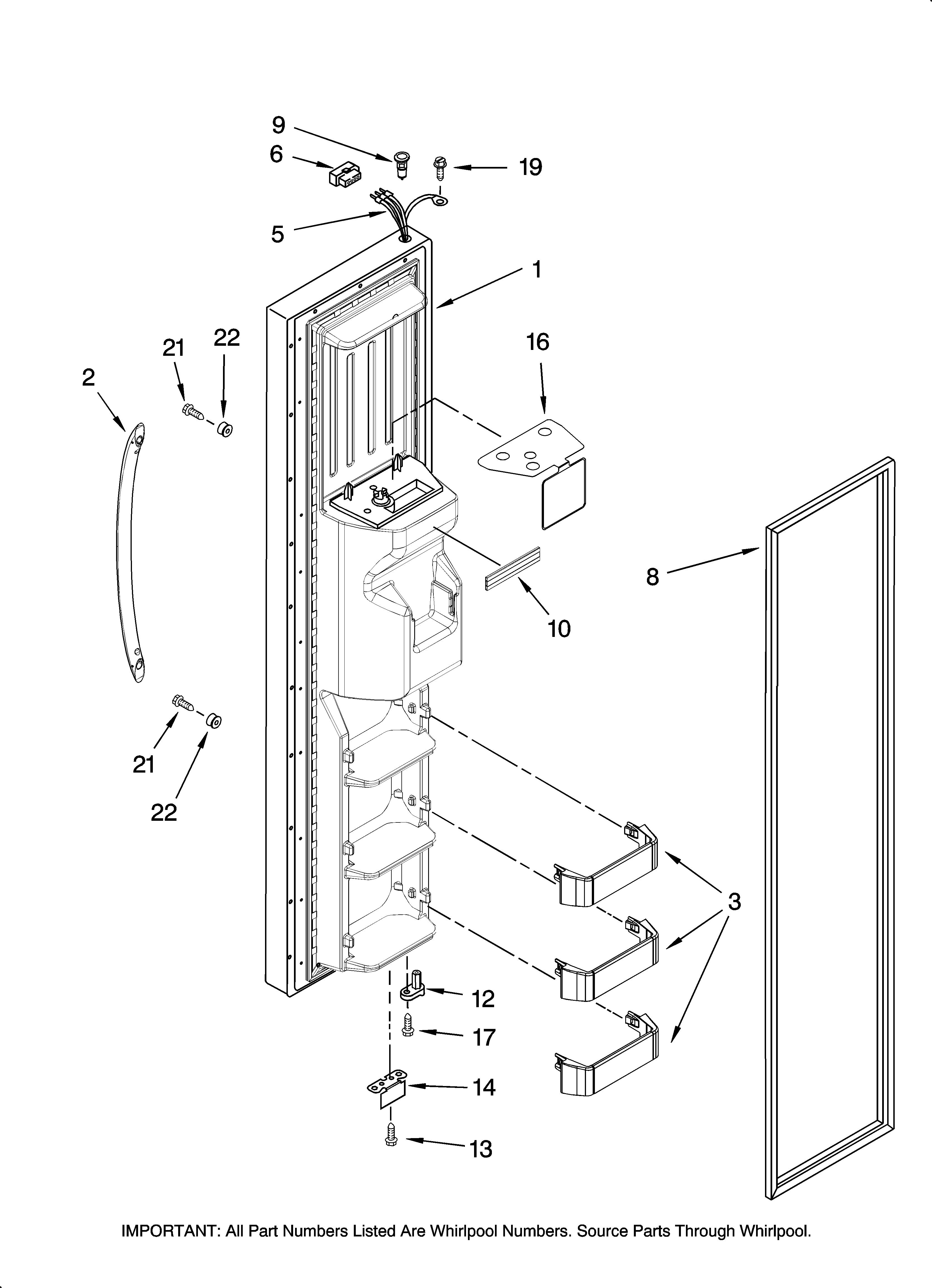 Maytag MSD2669KEB00 freezer door parts diagram