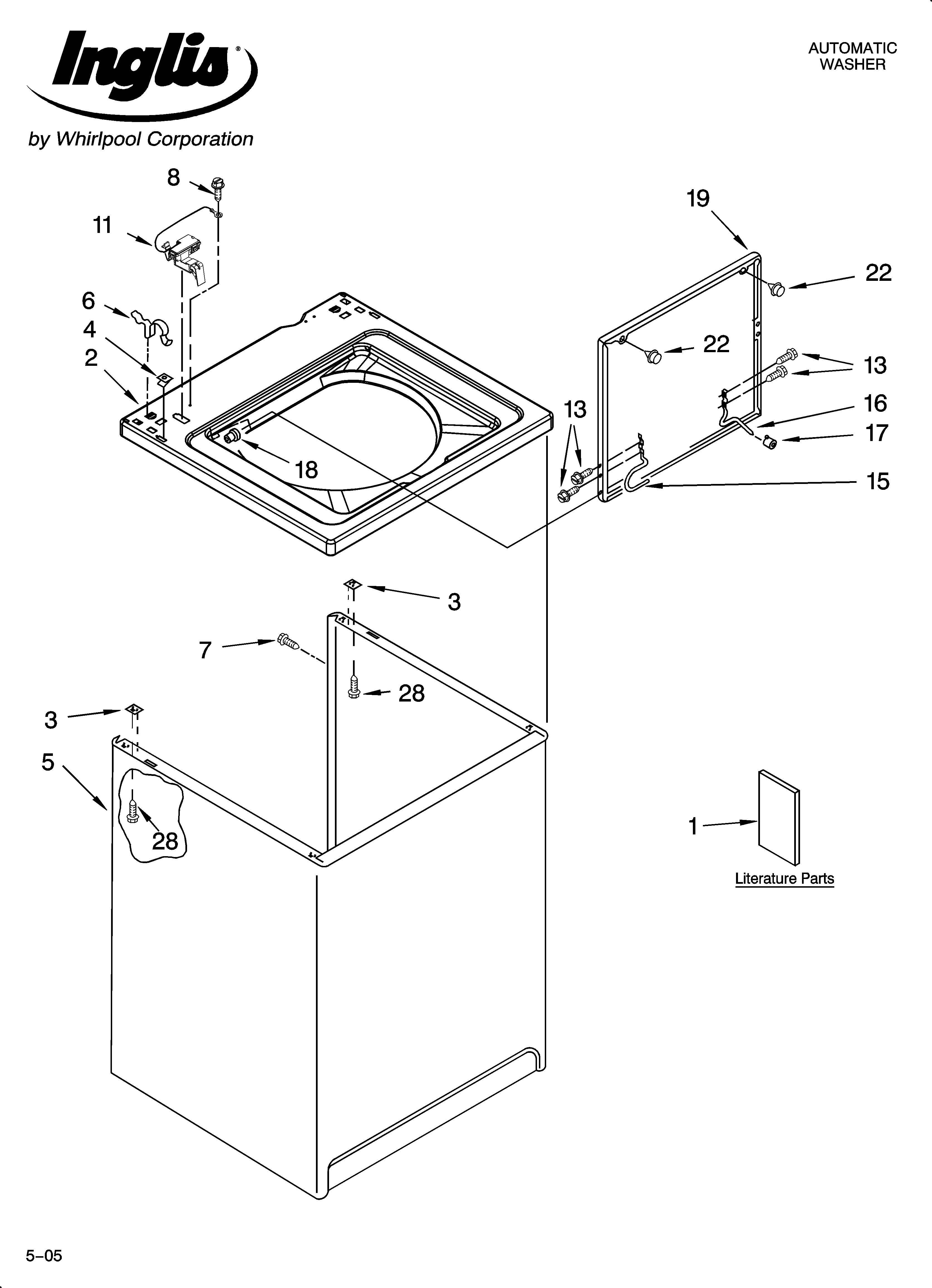 Inglis IAX4000RQ1 top and cabinet parts diagram