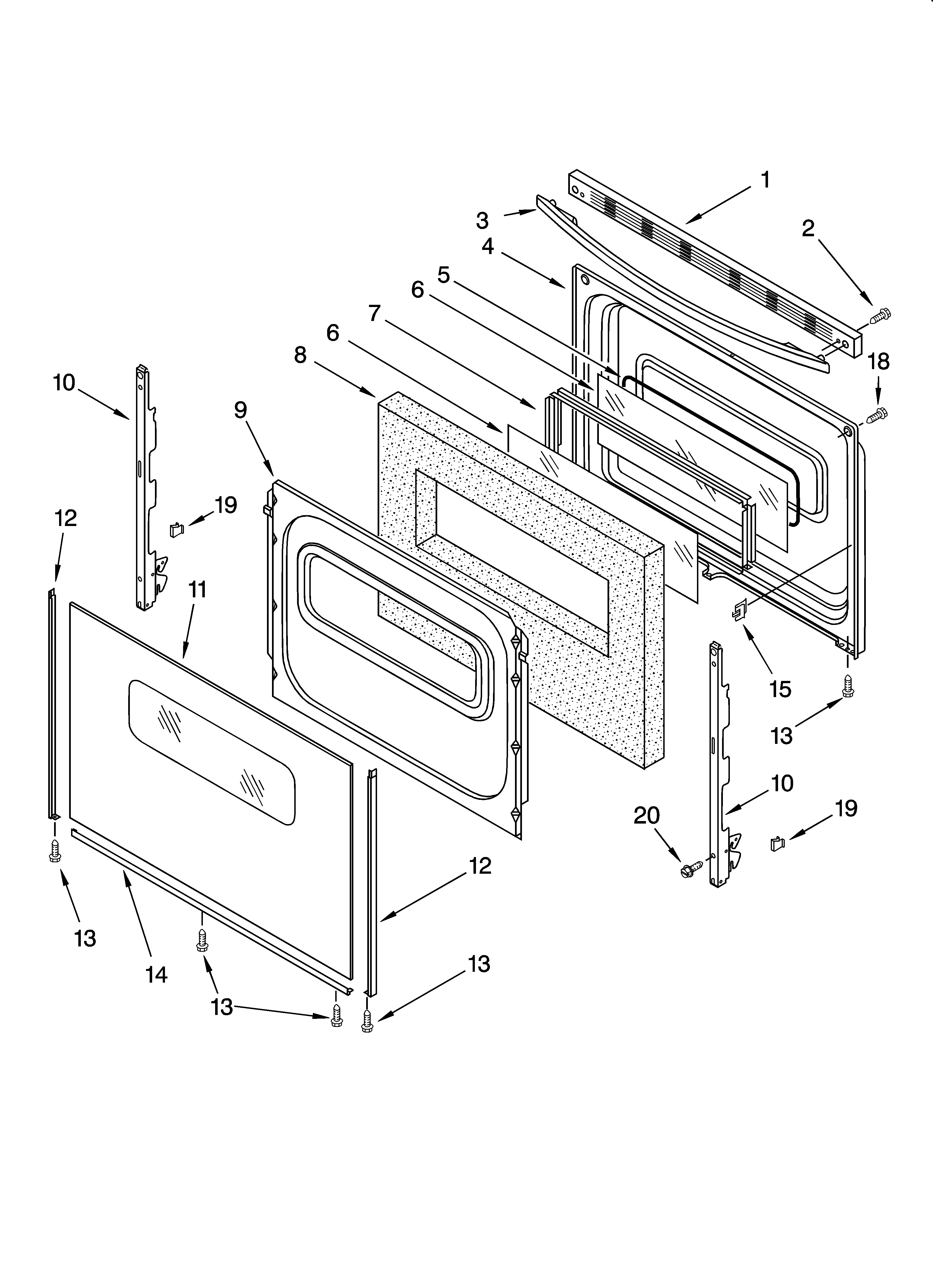Inglis IES355RQ1 door parts diagram