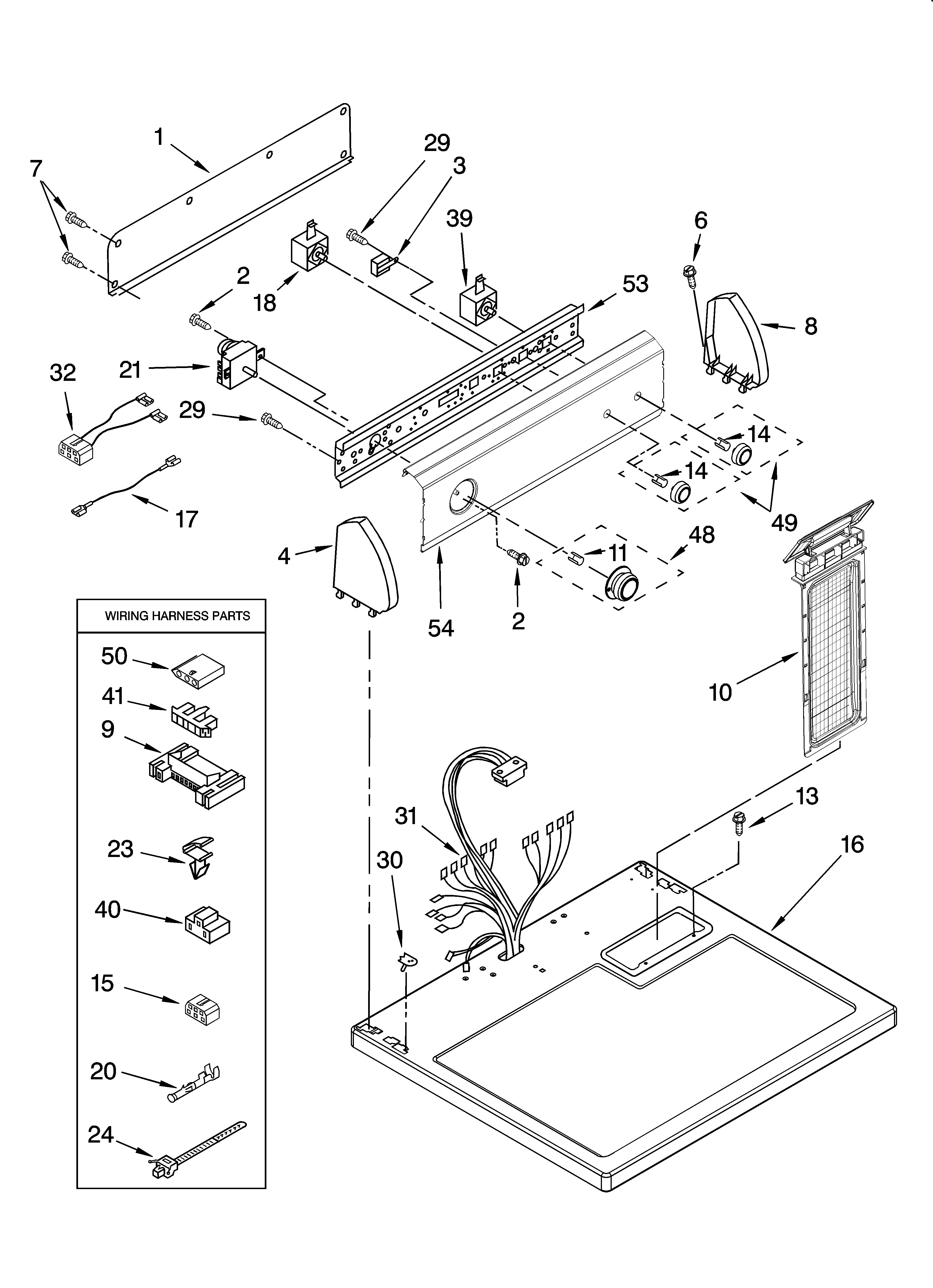 Inglis IES5000RQ1 top and console parts diagram