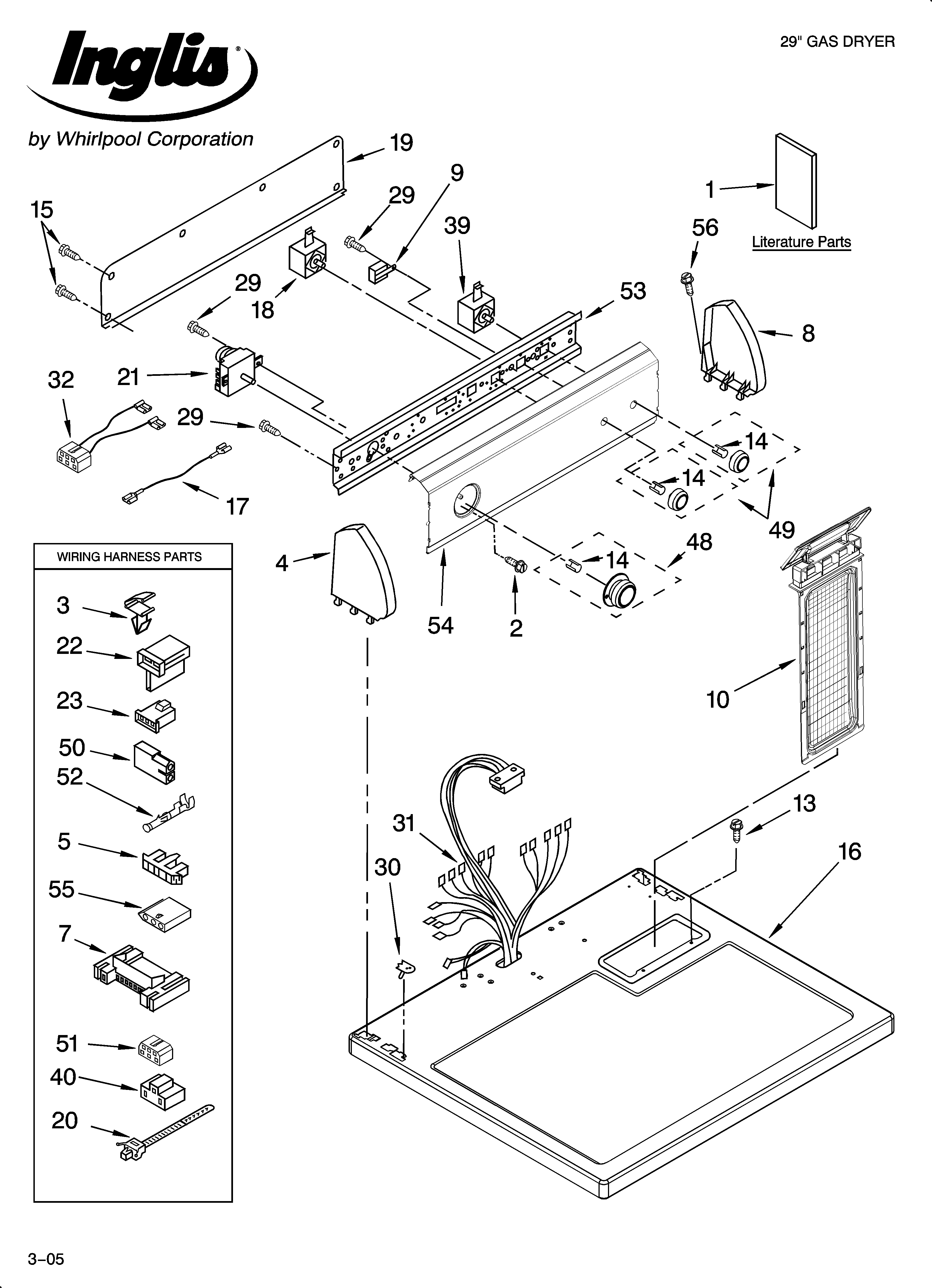 Inglis IGS5000RQ0 top and console parts diagram