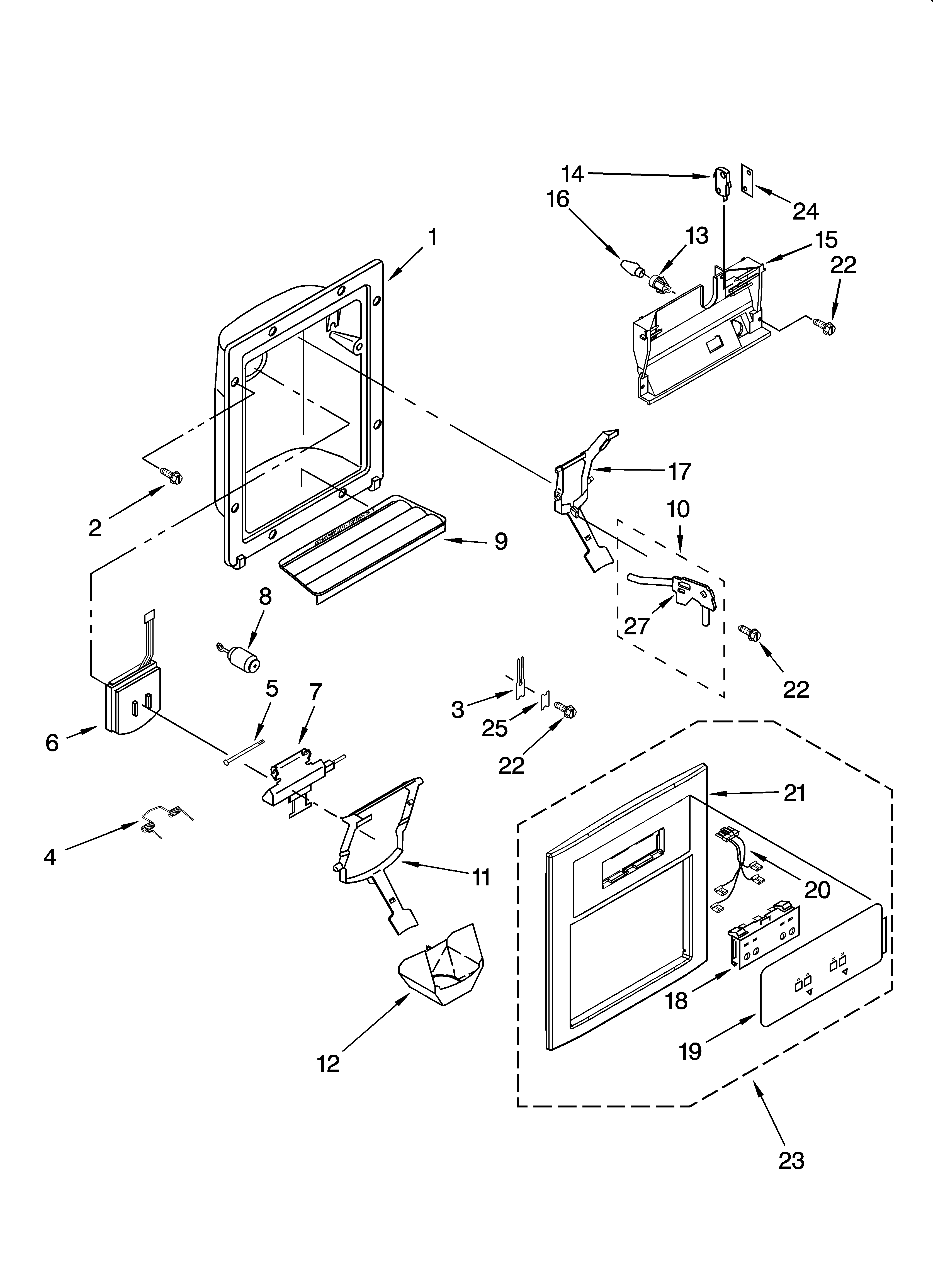 Inglis IS25AFXRD00 dispenser front parts diagram