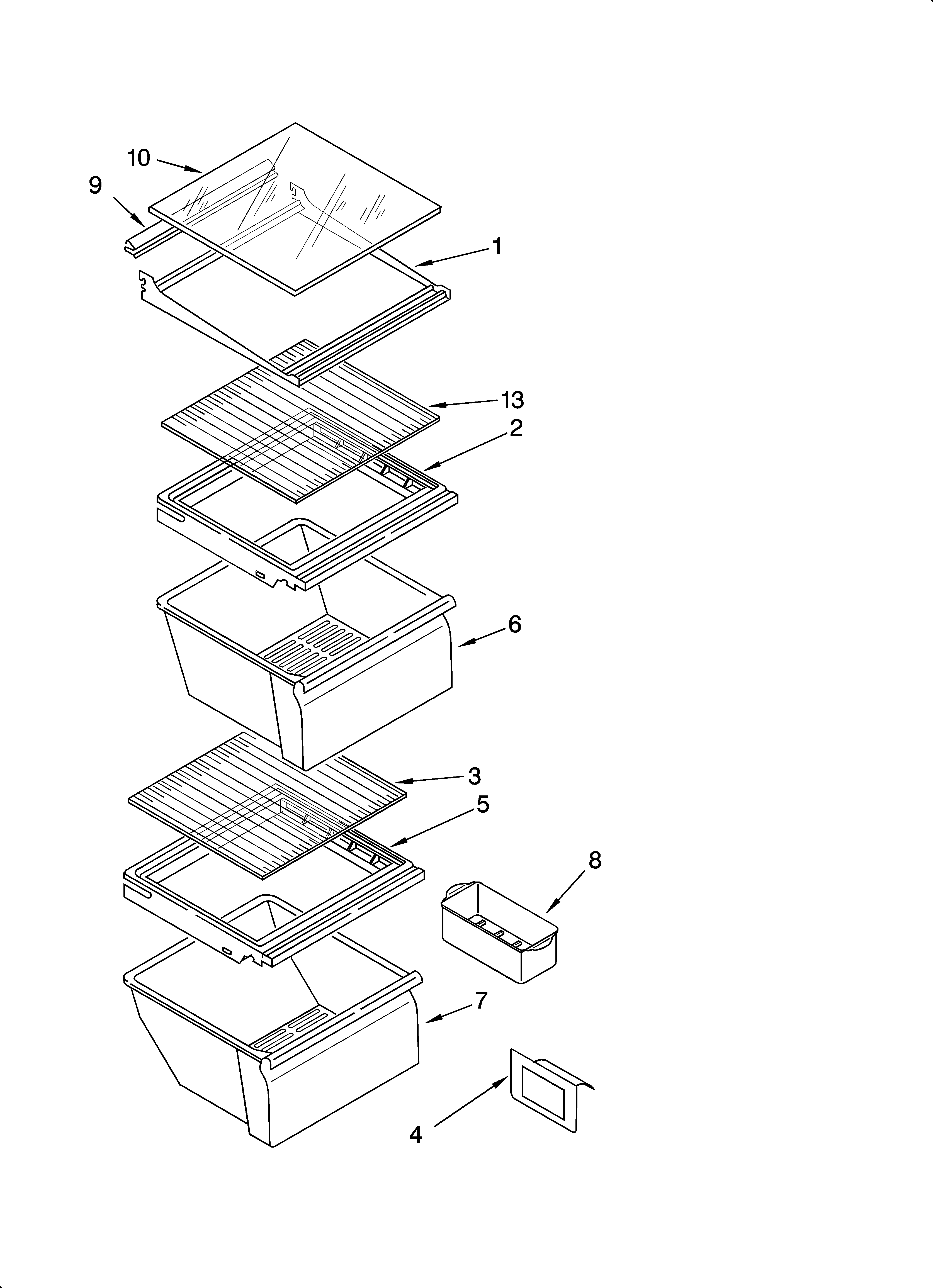 Inglis IS25AGXRQ01 refrigerator shelf parts diagram