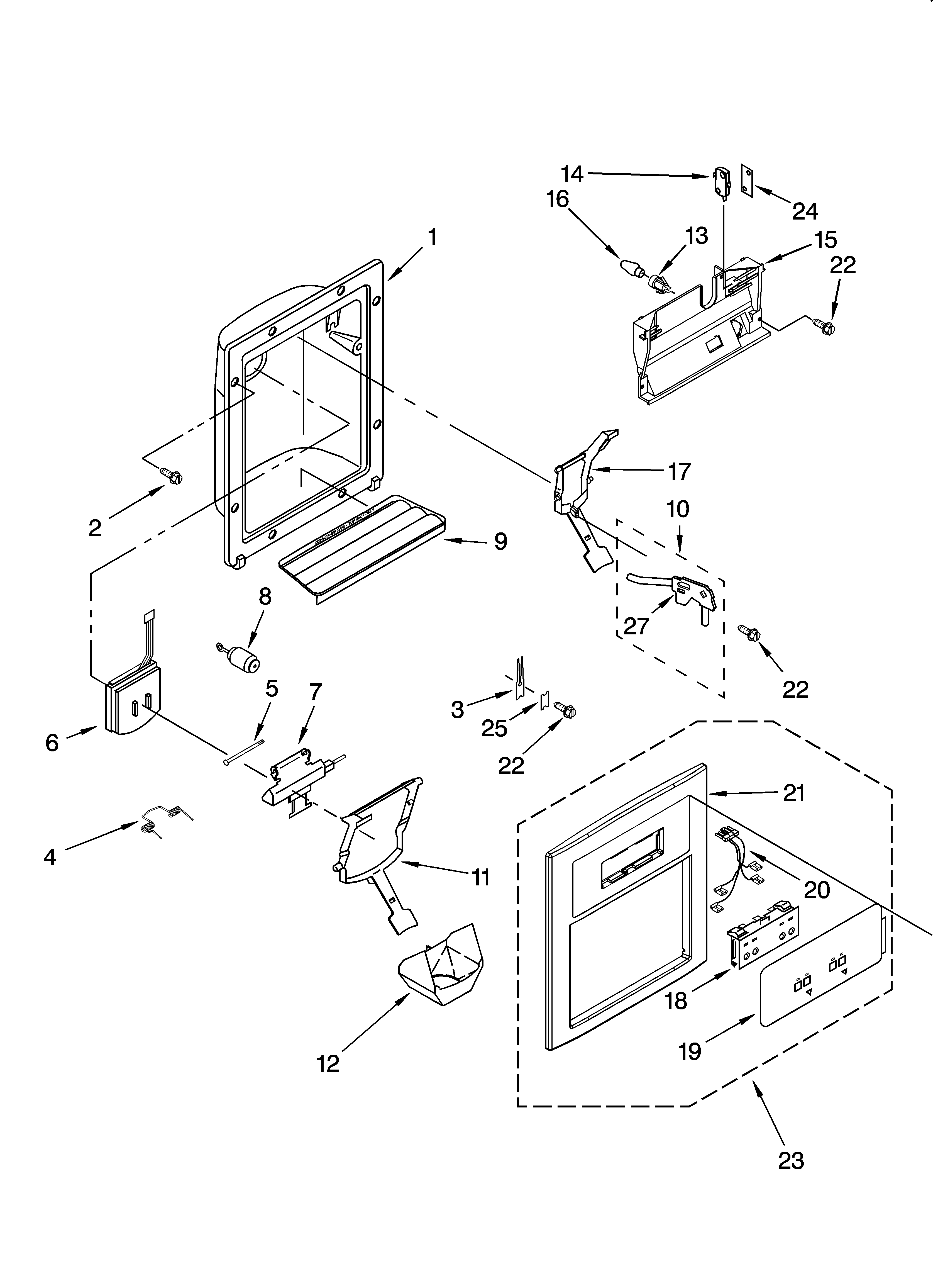 Inglis IS25AGXRQ02 dispenser front parts diagram