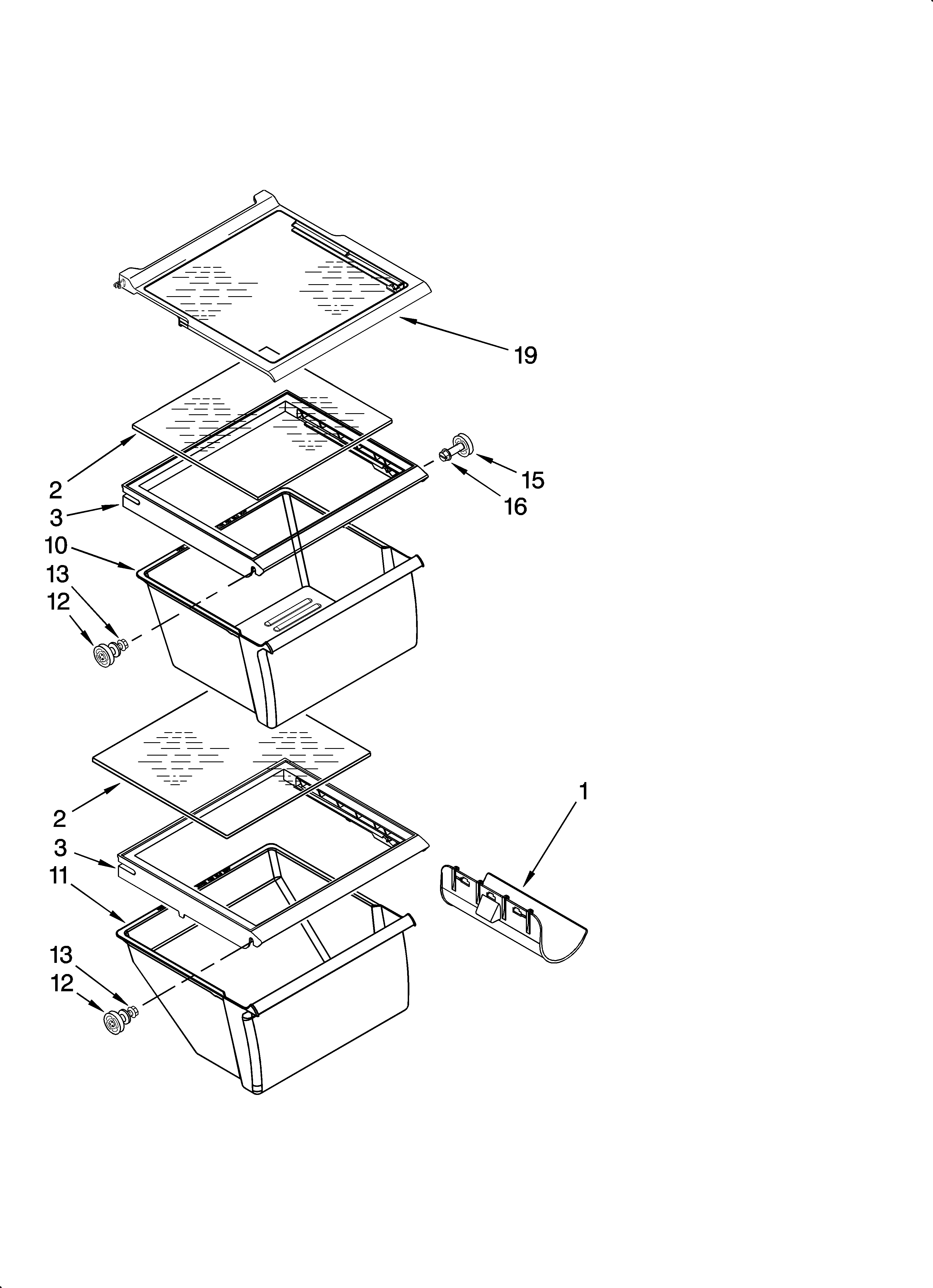 Inglis IS25CGXTD00 refrigerator shelf parts diagram