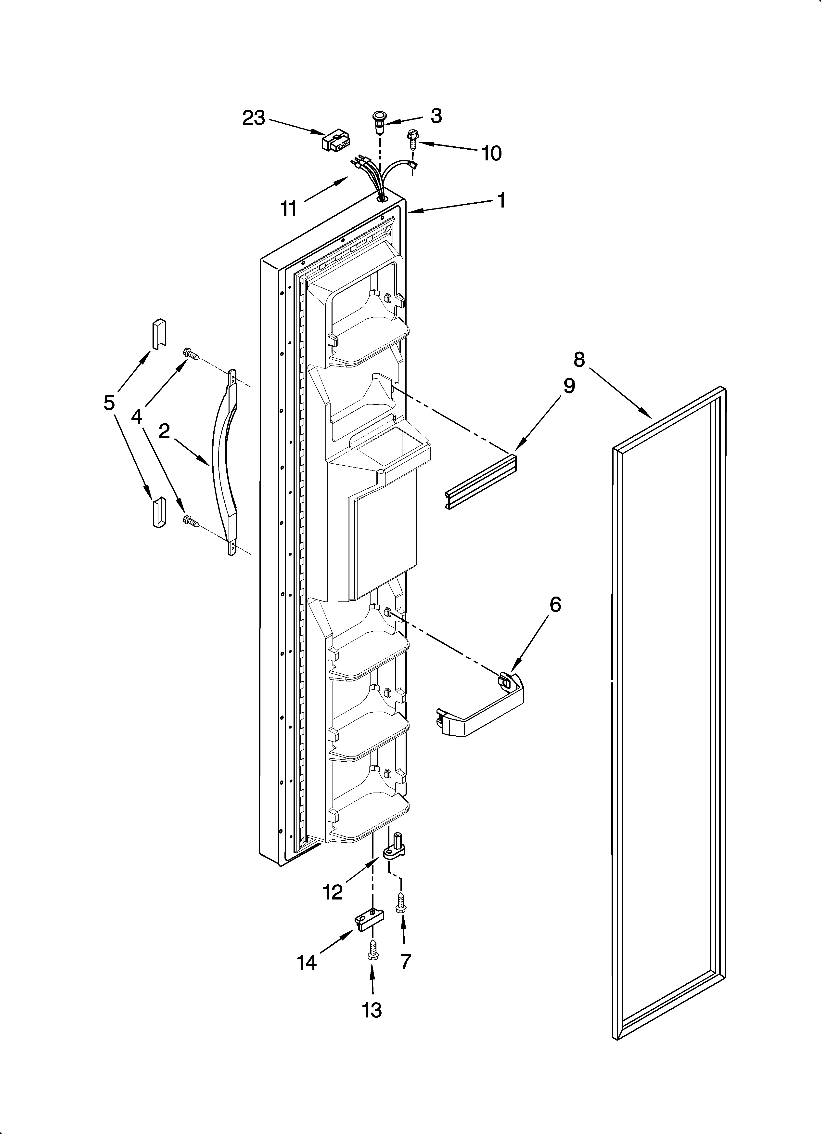 Inglis IS25CGXTD00 freezer door parts diagram