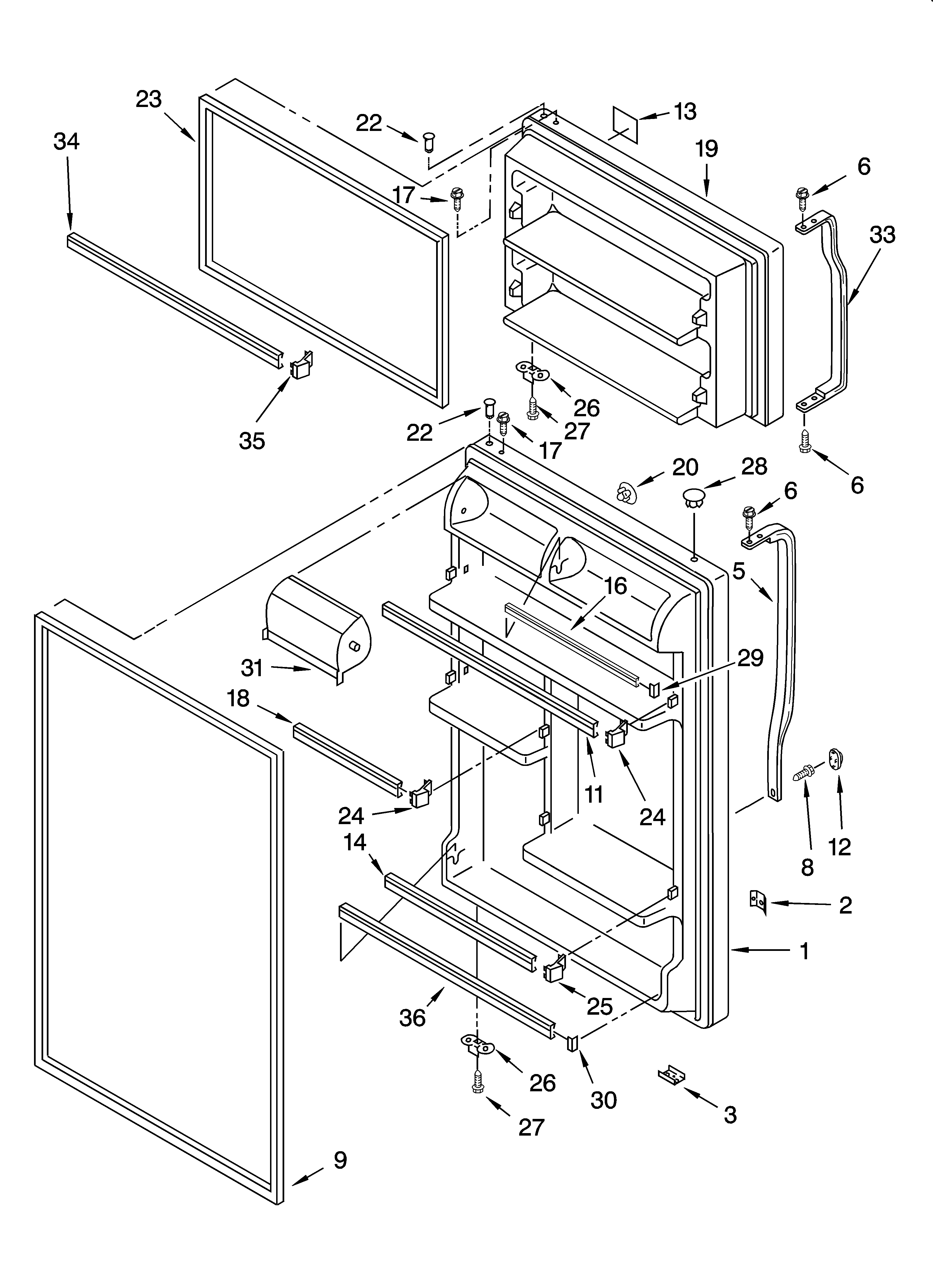 Inglis IT21AMXRQ03 door parts diagram