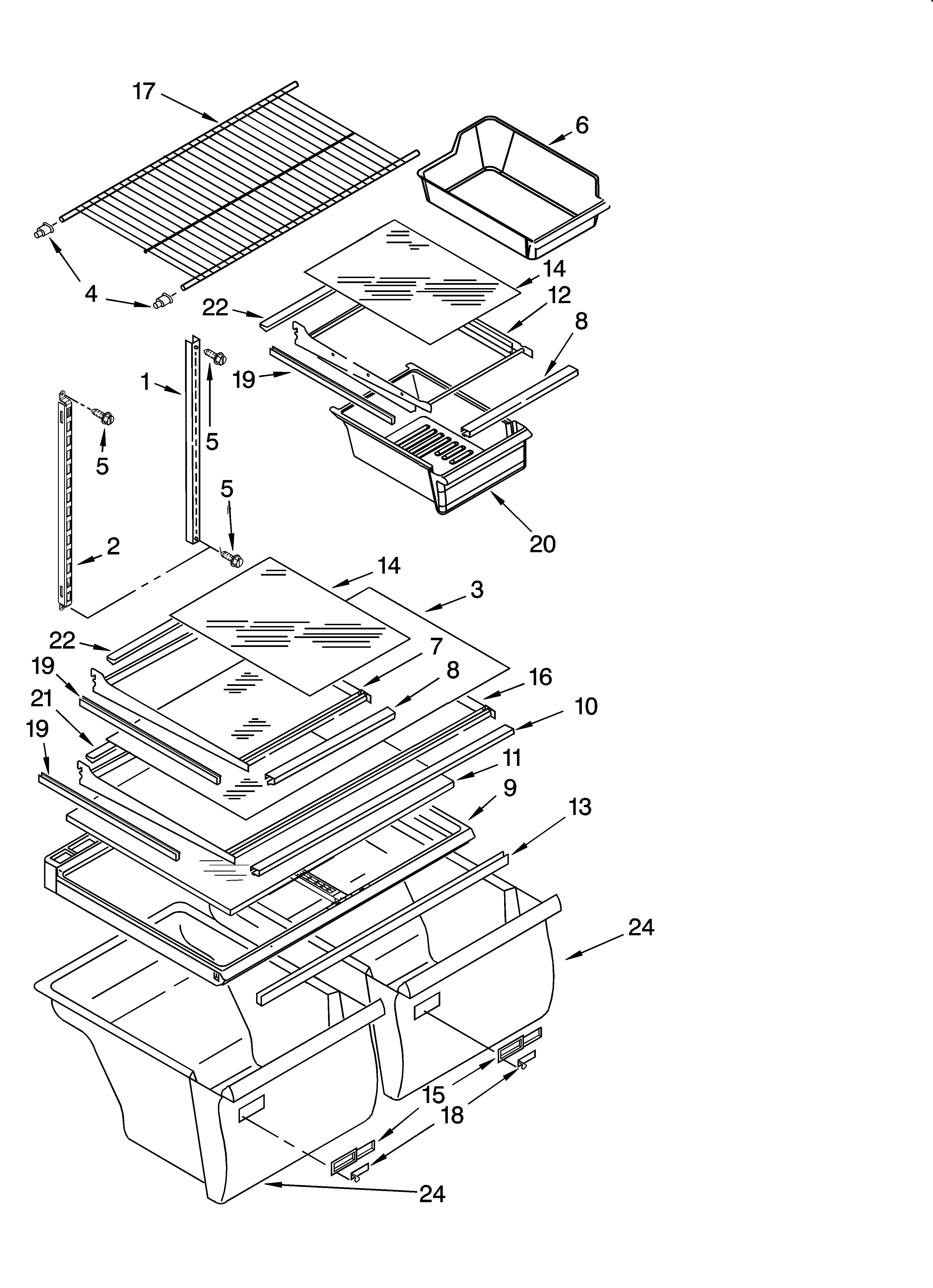 Inglis IT21AMXRQ03 shelf parts, optional parts diagram