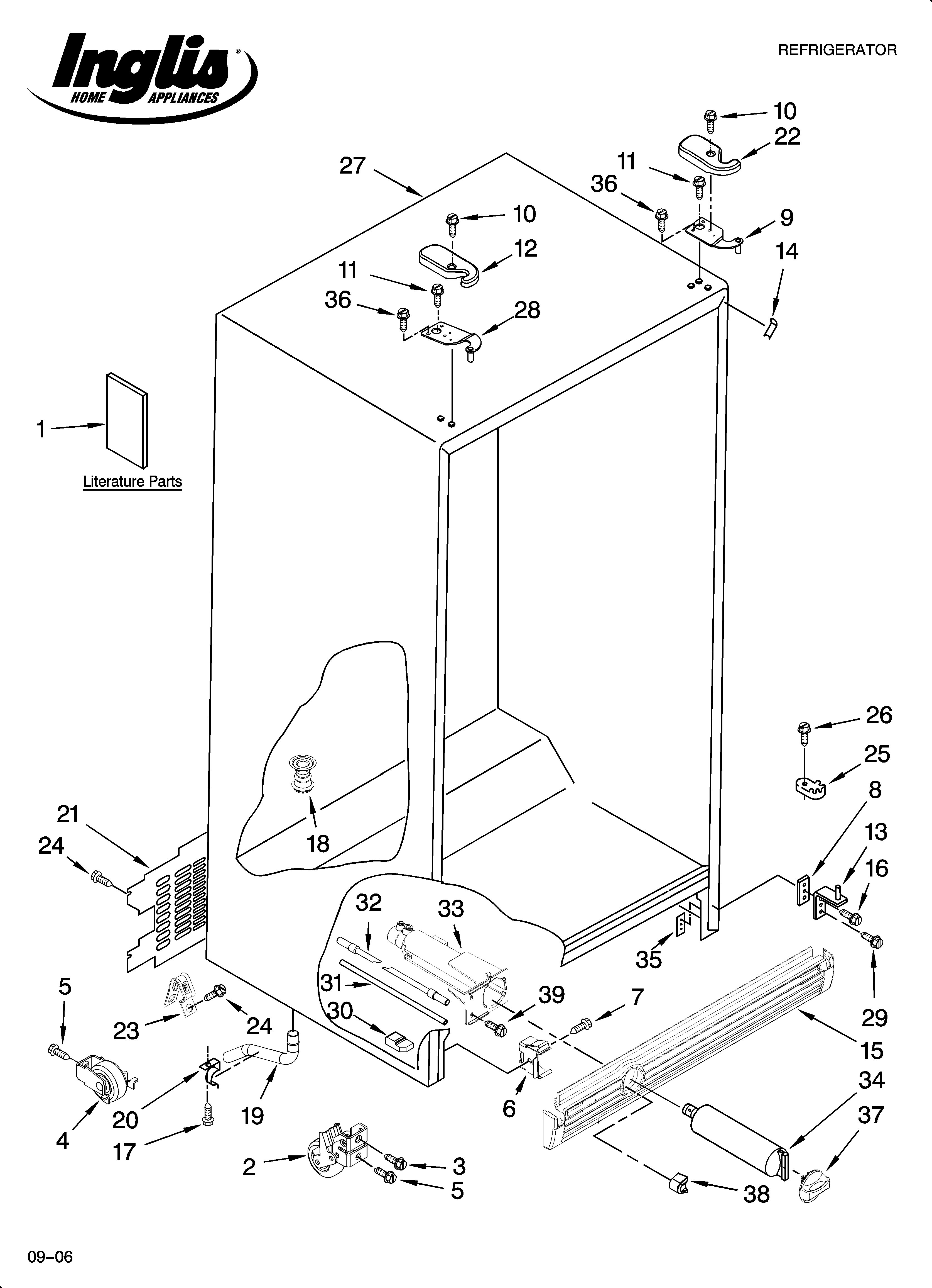 Inglis ITQ225300 cabinet parts diagram