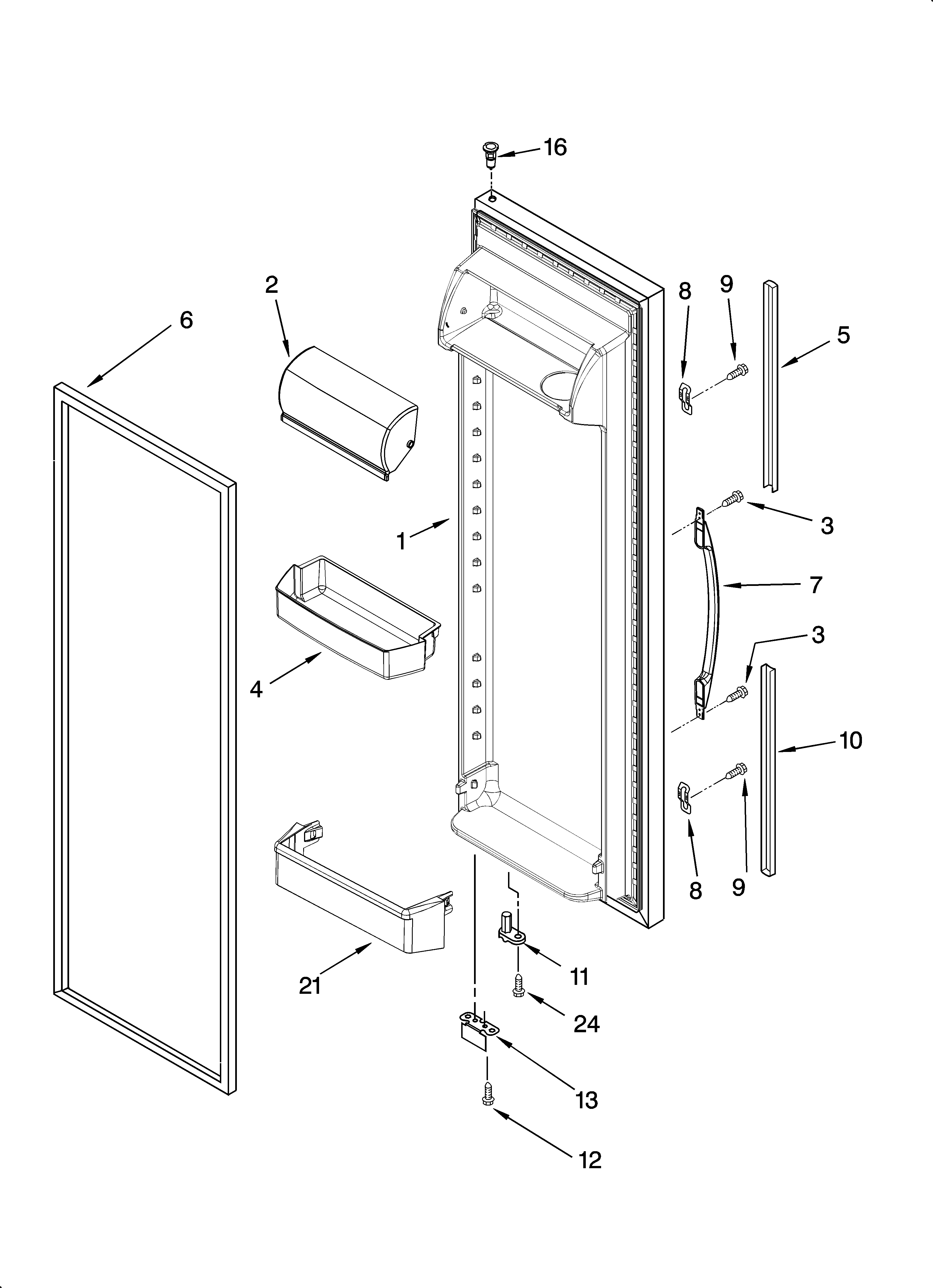 Inglis ITQ225300 refrigerator door parts diagram