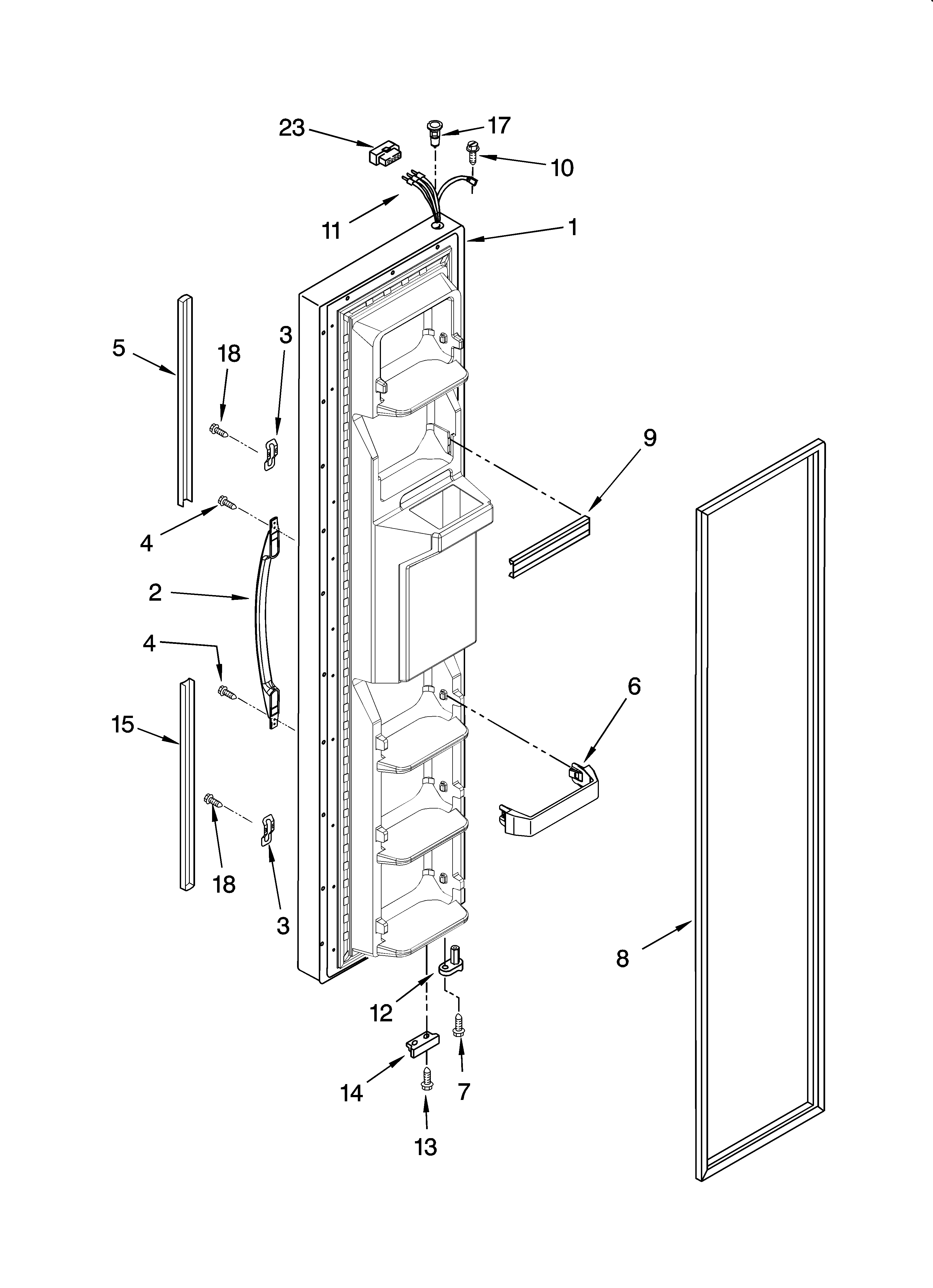 Inglis ITQ225300 freezer door parts diagram