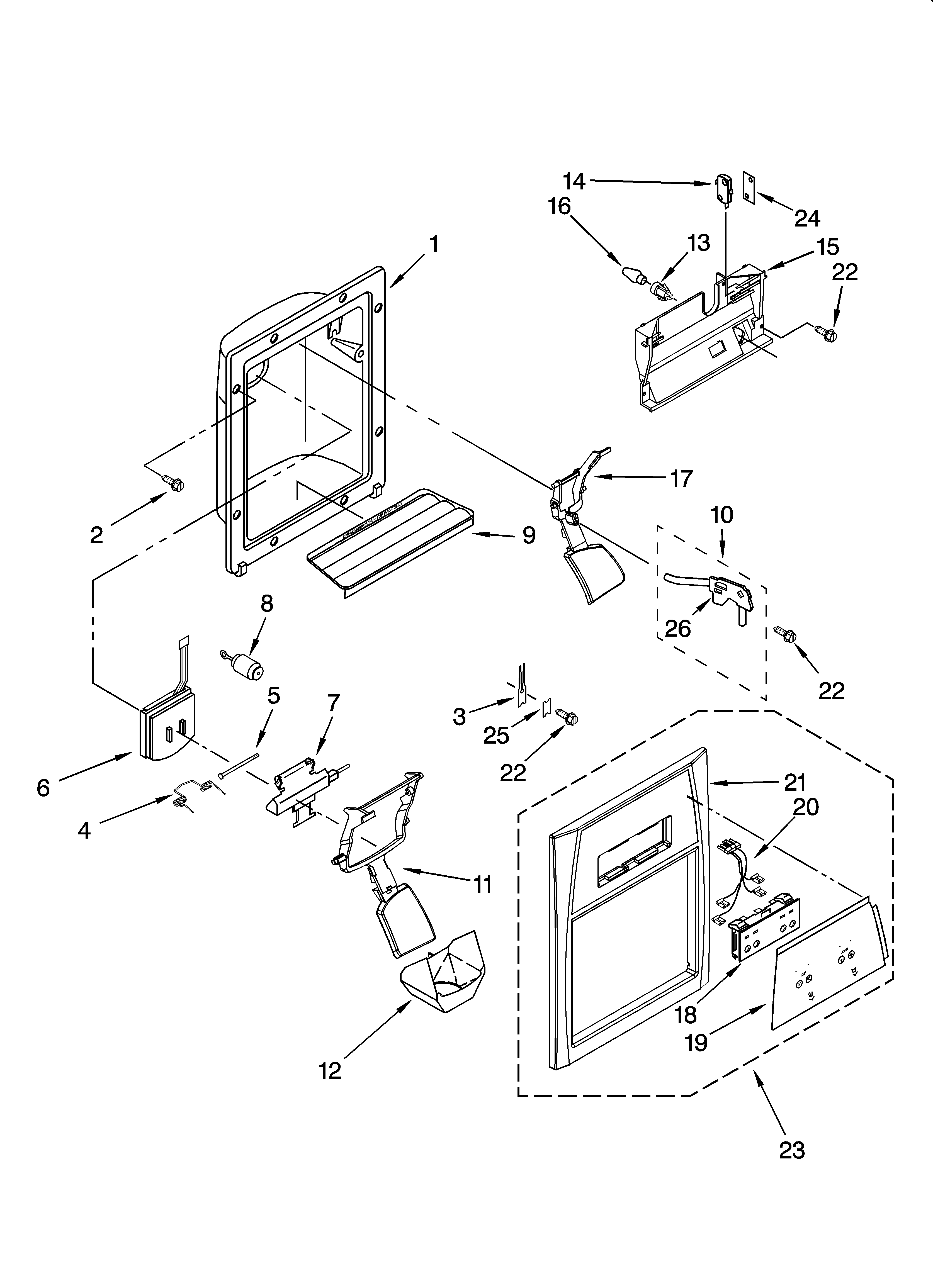 Inglis ITQ225300 dispenser front parts diagram