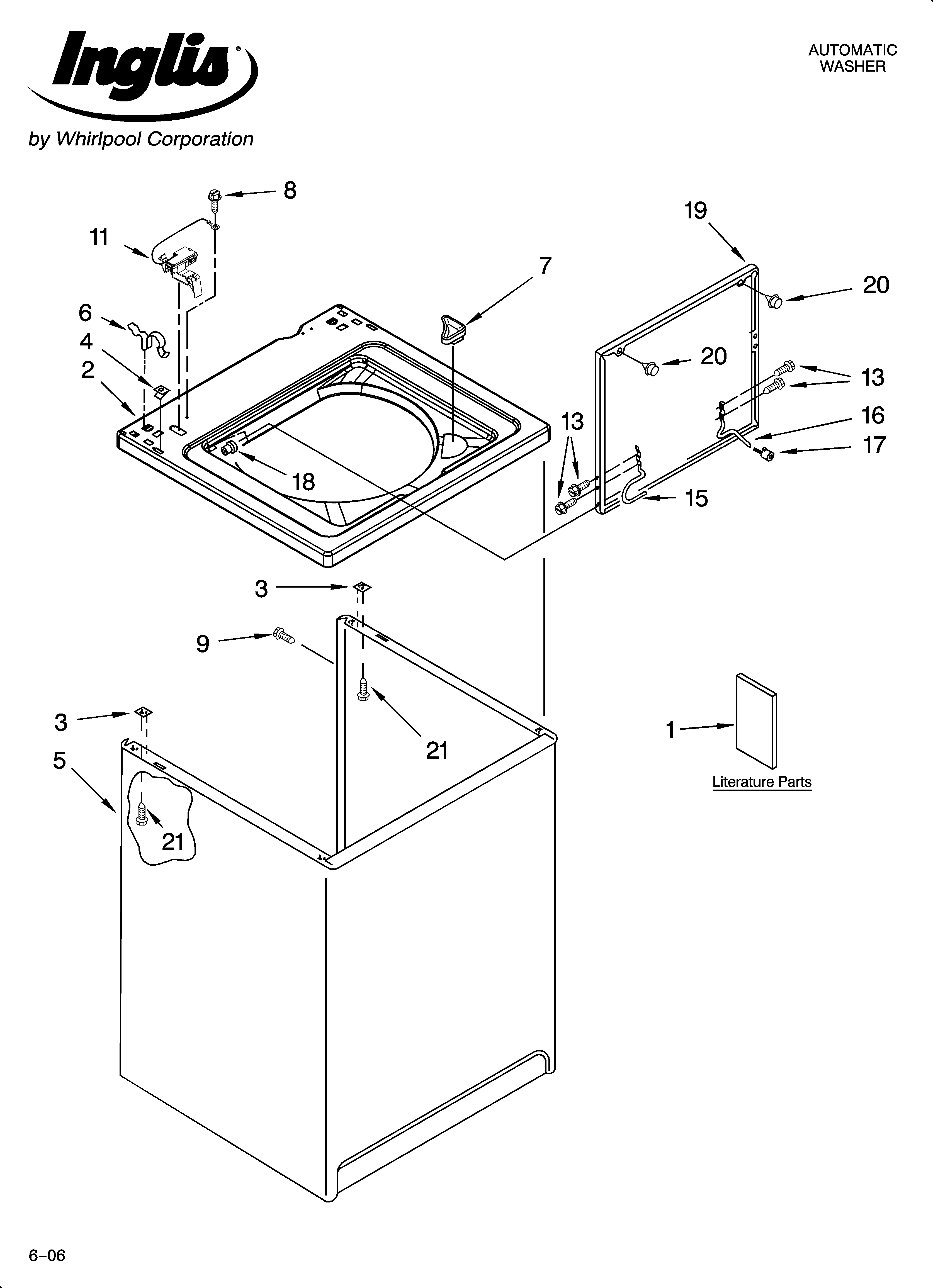 Inglis ITW4400SQ0 top and cabinet parts diagram