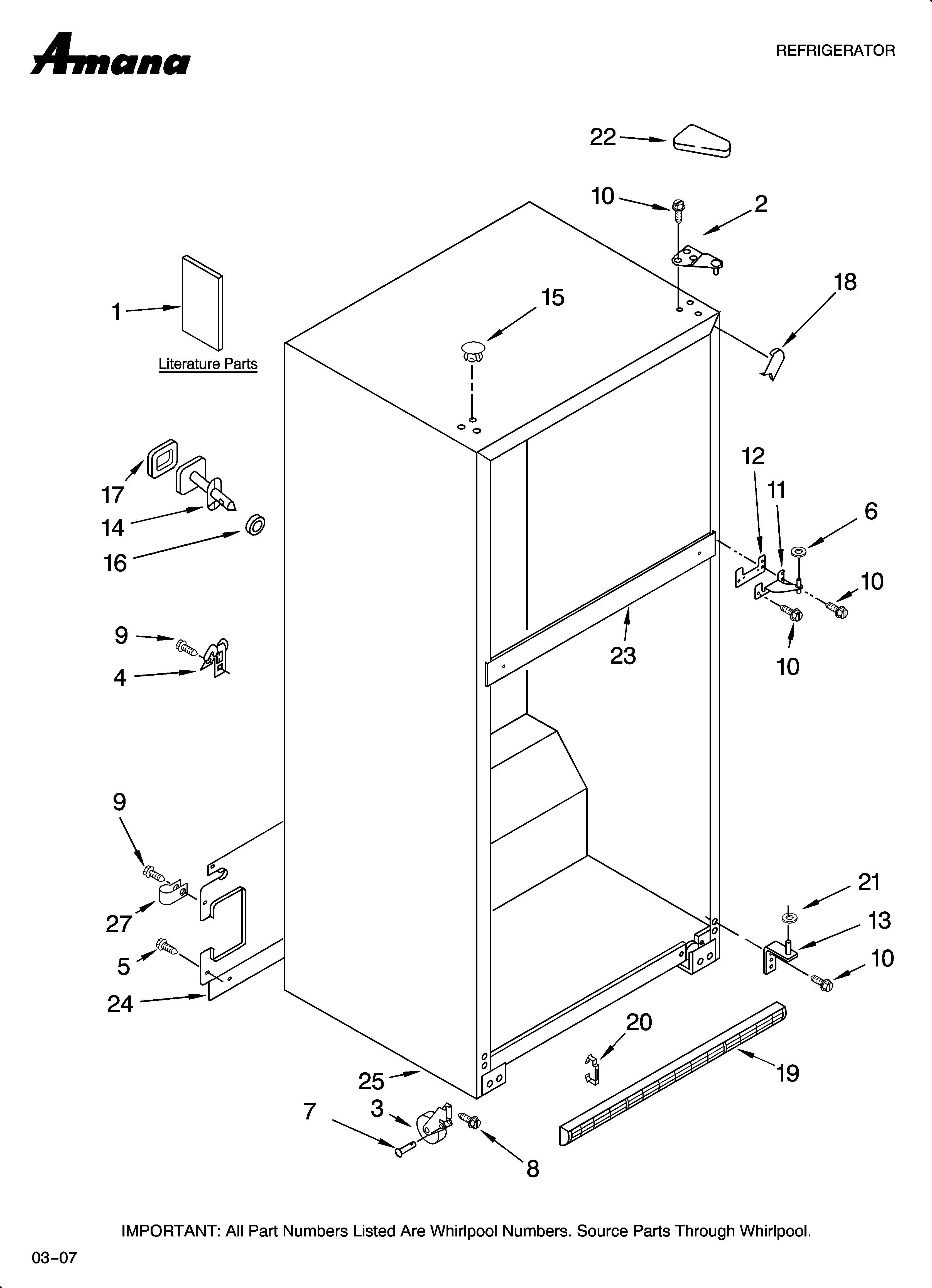 Amana ATB2232MRB00 cabinet parts diagram