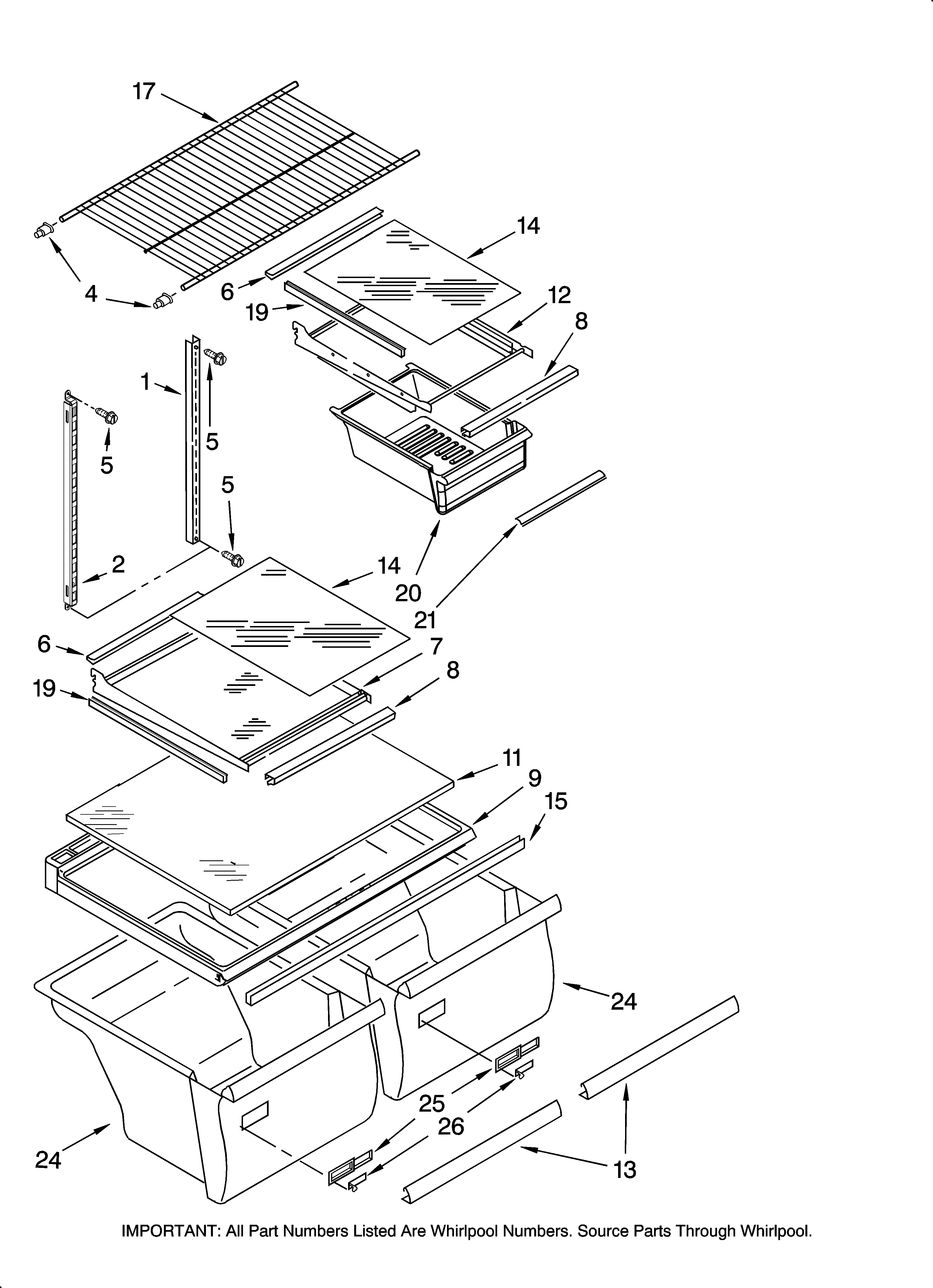 Amana ATB2232MRB00 shelf parts, optional parts (not included) diagram
