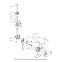 Maytag MTW5807TQ0 brake, clutch, gearcase, motor and pump parts diagram