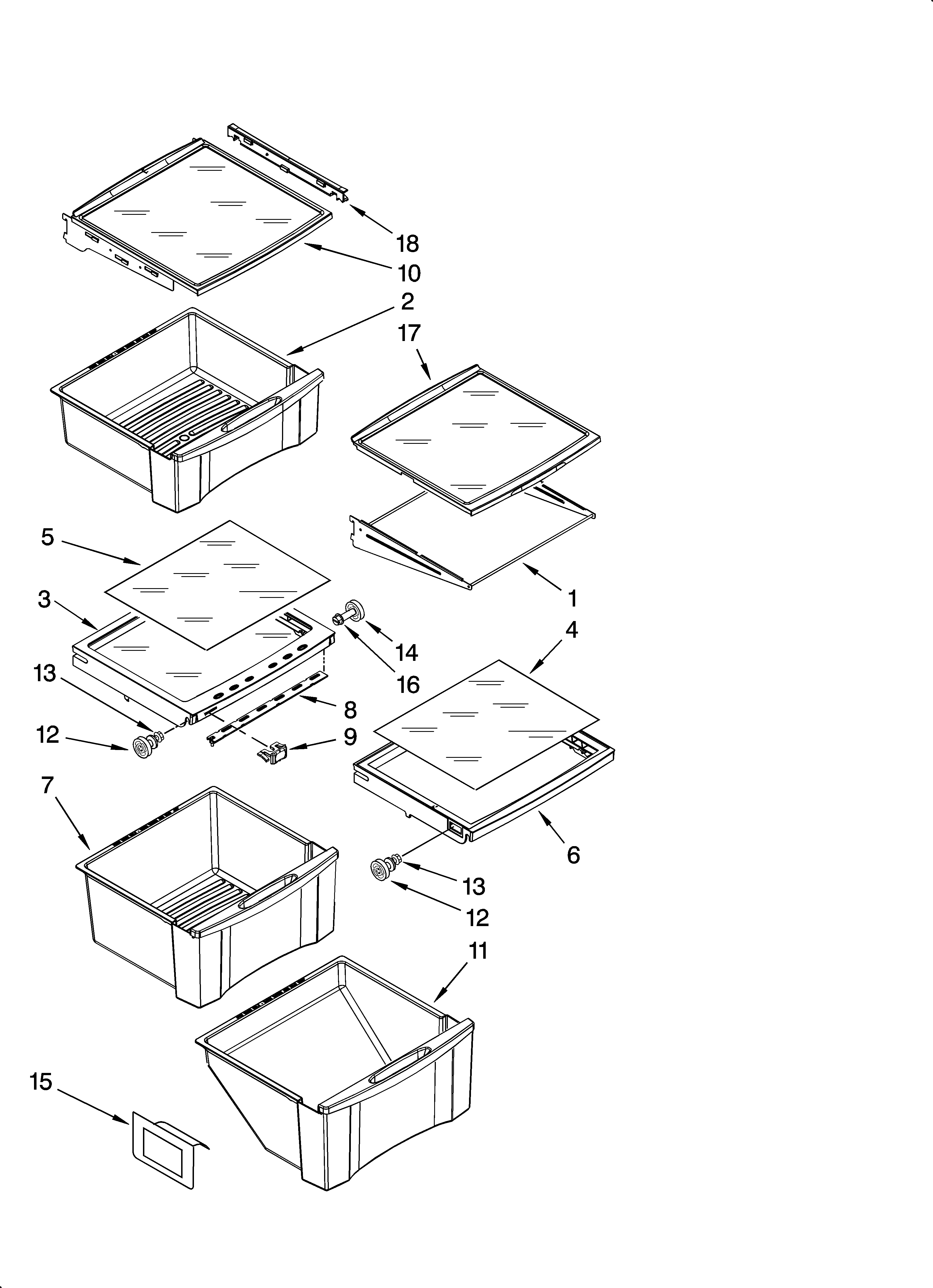 Whirlpool 7GS6SHEXPQ03 refrigerator shelf parts diagram