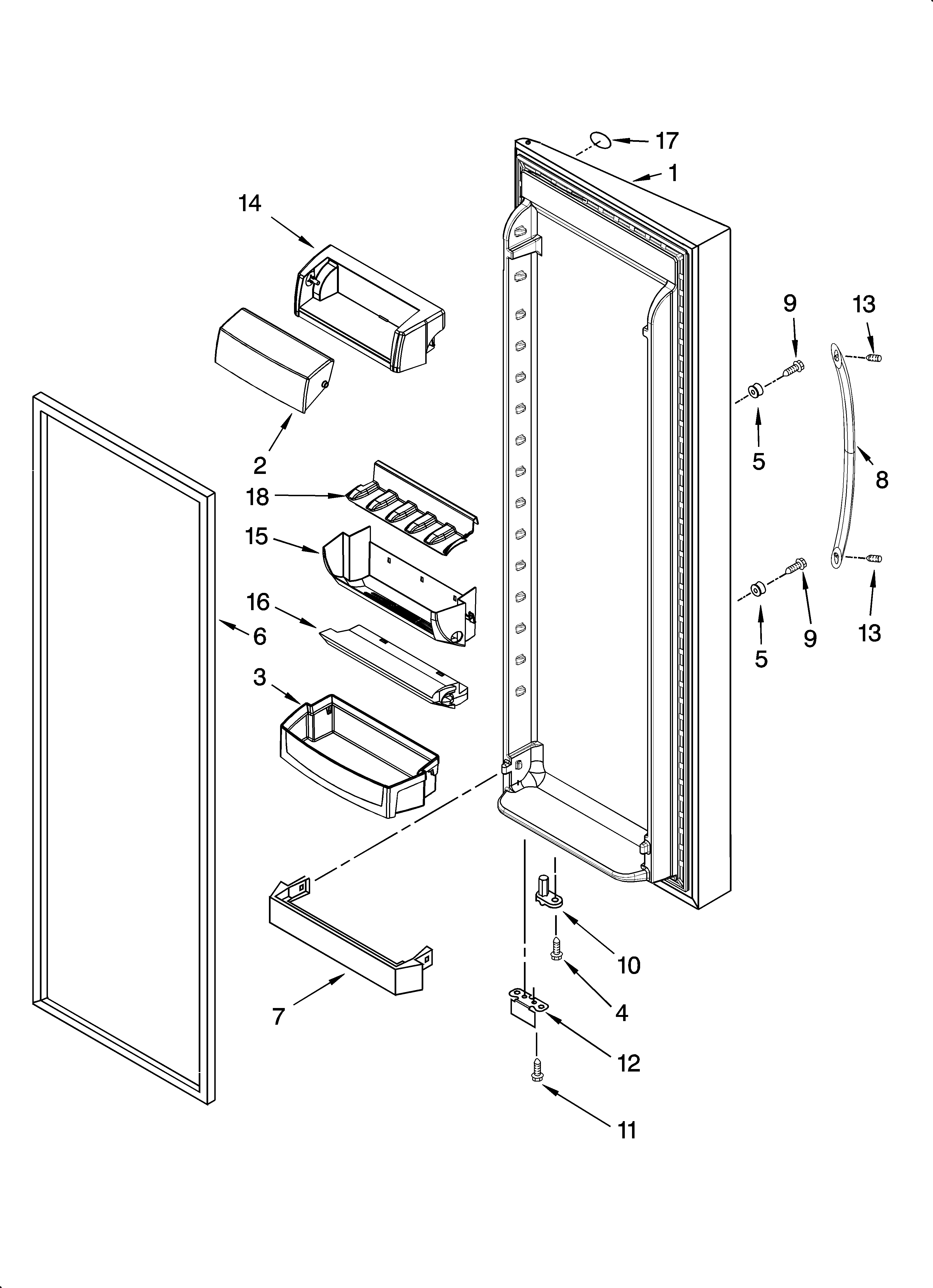 Whirlpool 7GS6SHEXPQ03 refrigerator door parts diagram