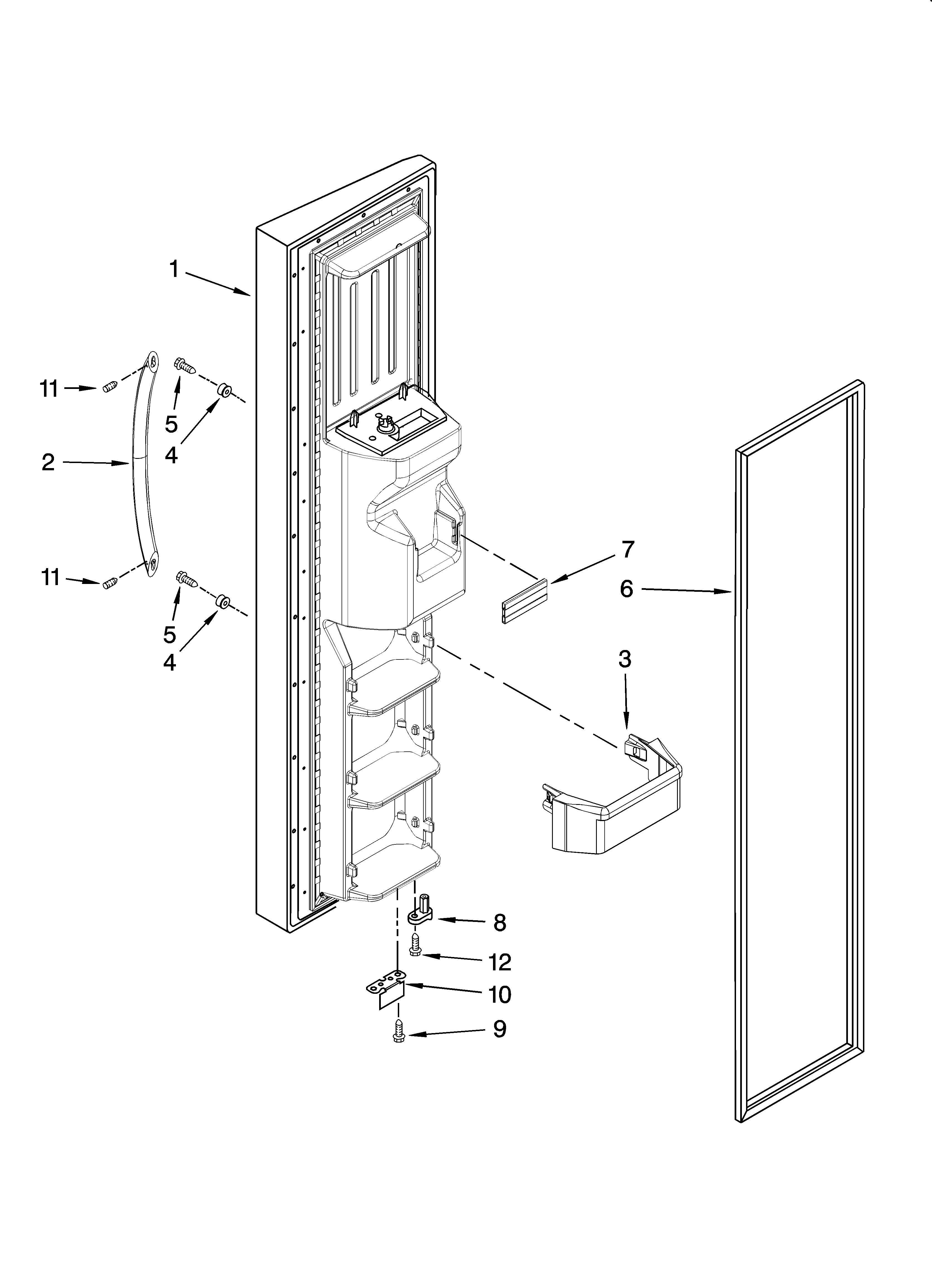 Whirlpool 7GS6SHEXPQ03 freezer door parts diagram
