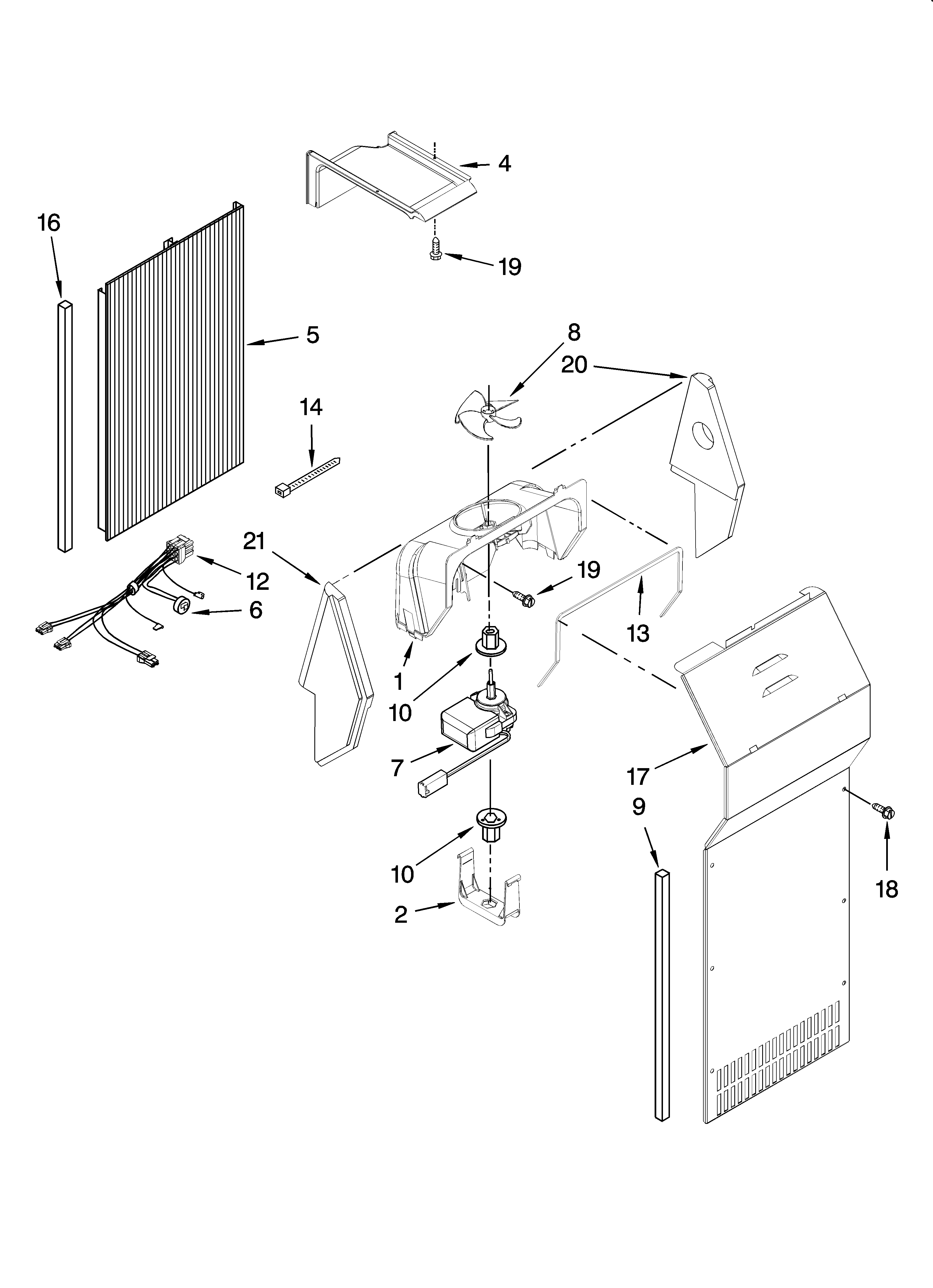Whirlpool 7GS6SHEXPQ03 air flow parts diagram