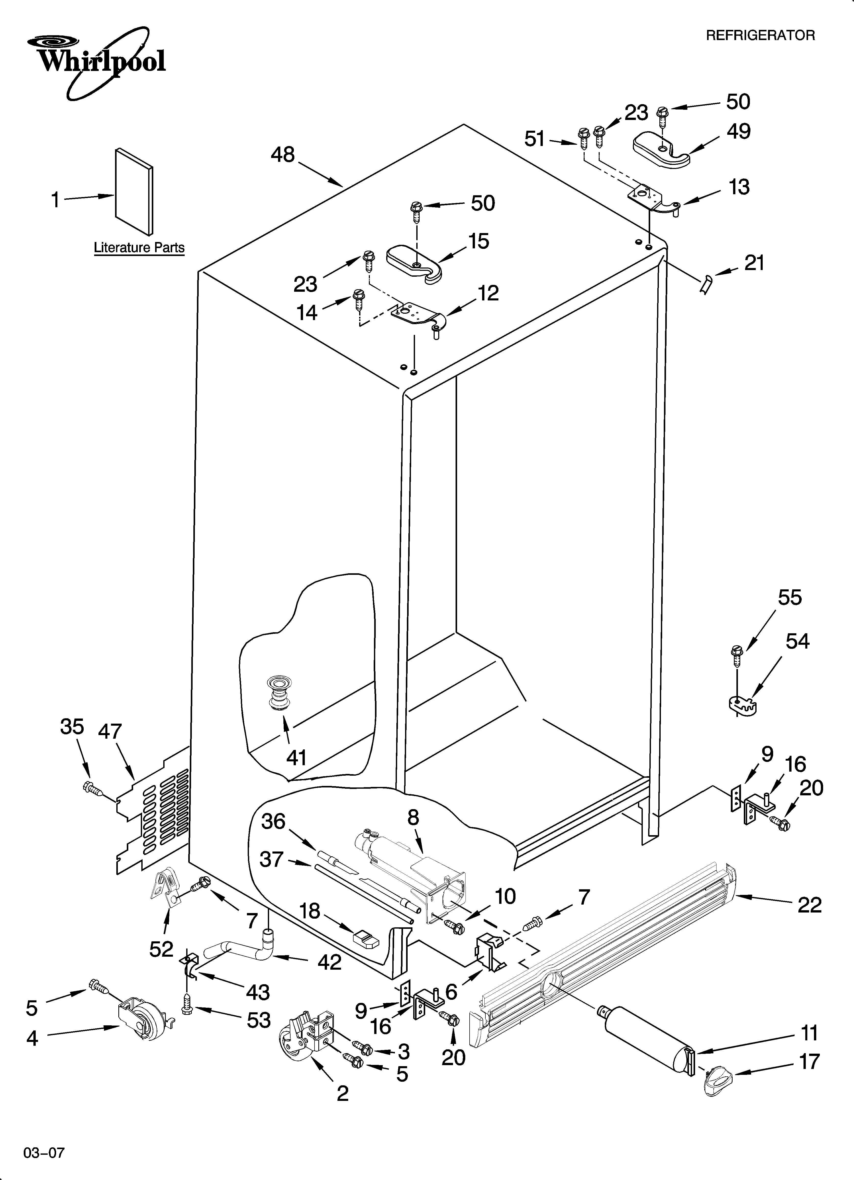 Whirlpool ED5RHEXTS00 cabinet parts diagram
