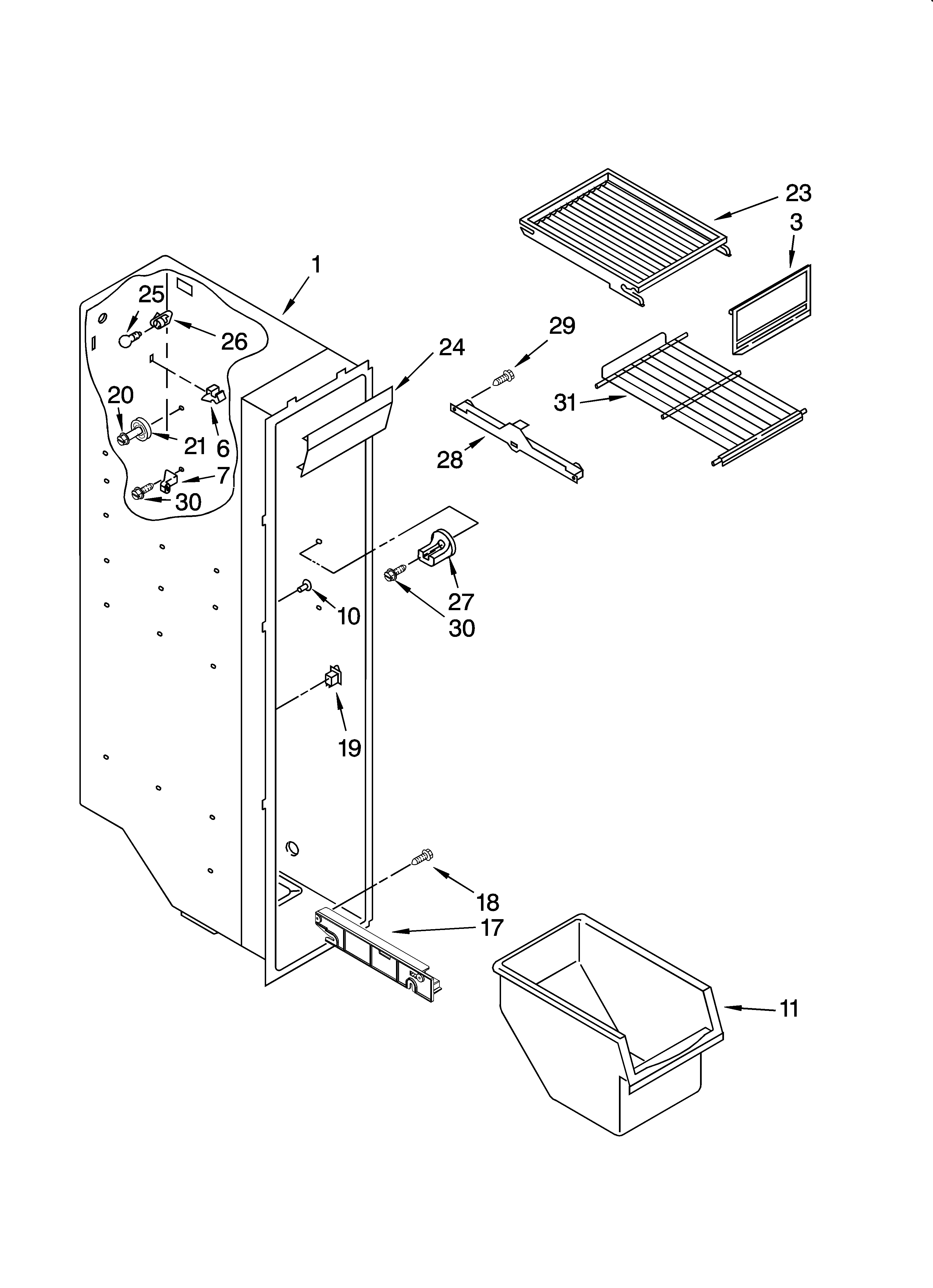 Whirlpool ED5RHEXTS00 freezer liner parts diagram