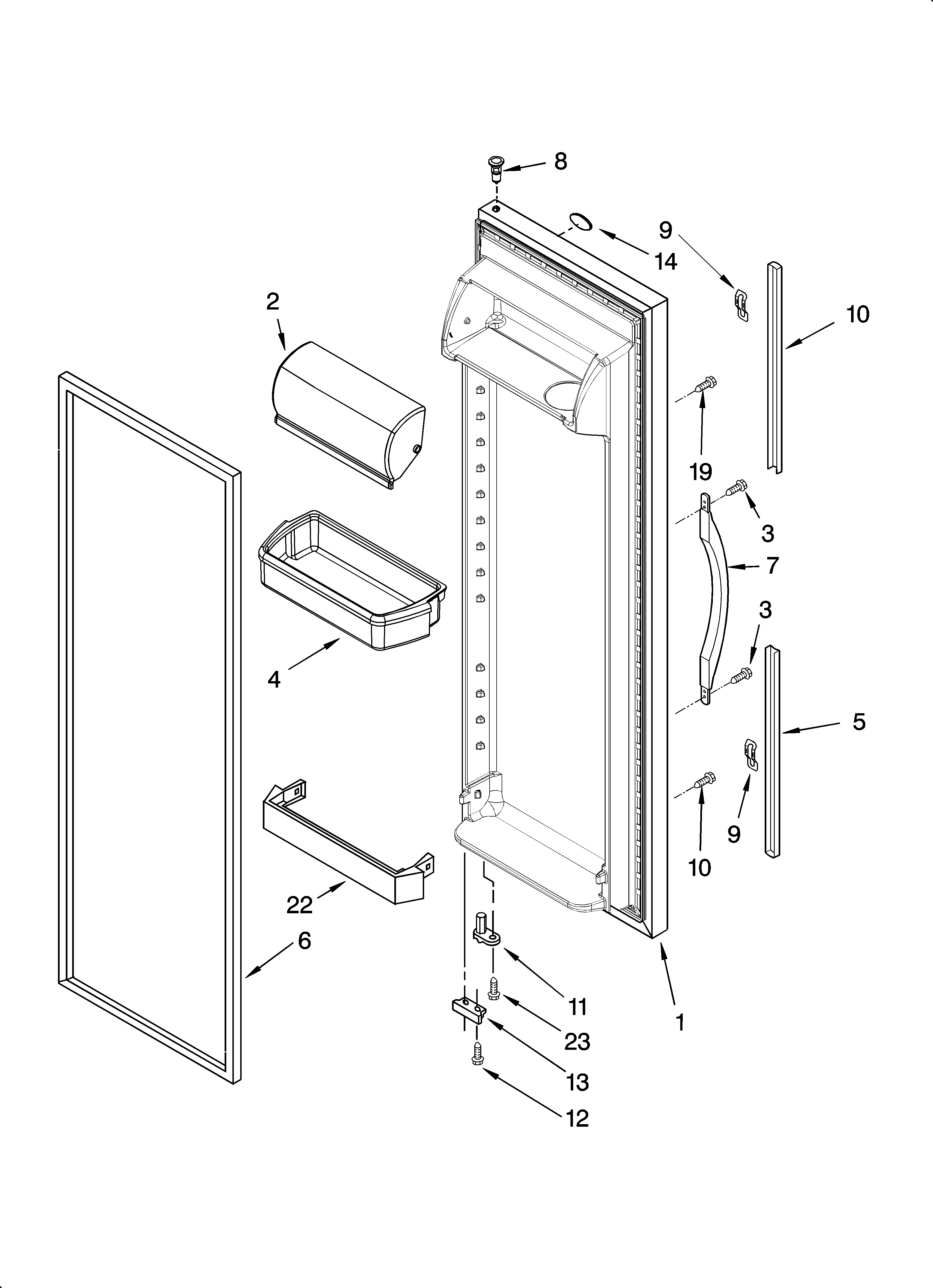 Whirlpool ED5RHEXTS00 refrigerator door parts diagram