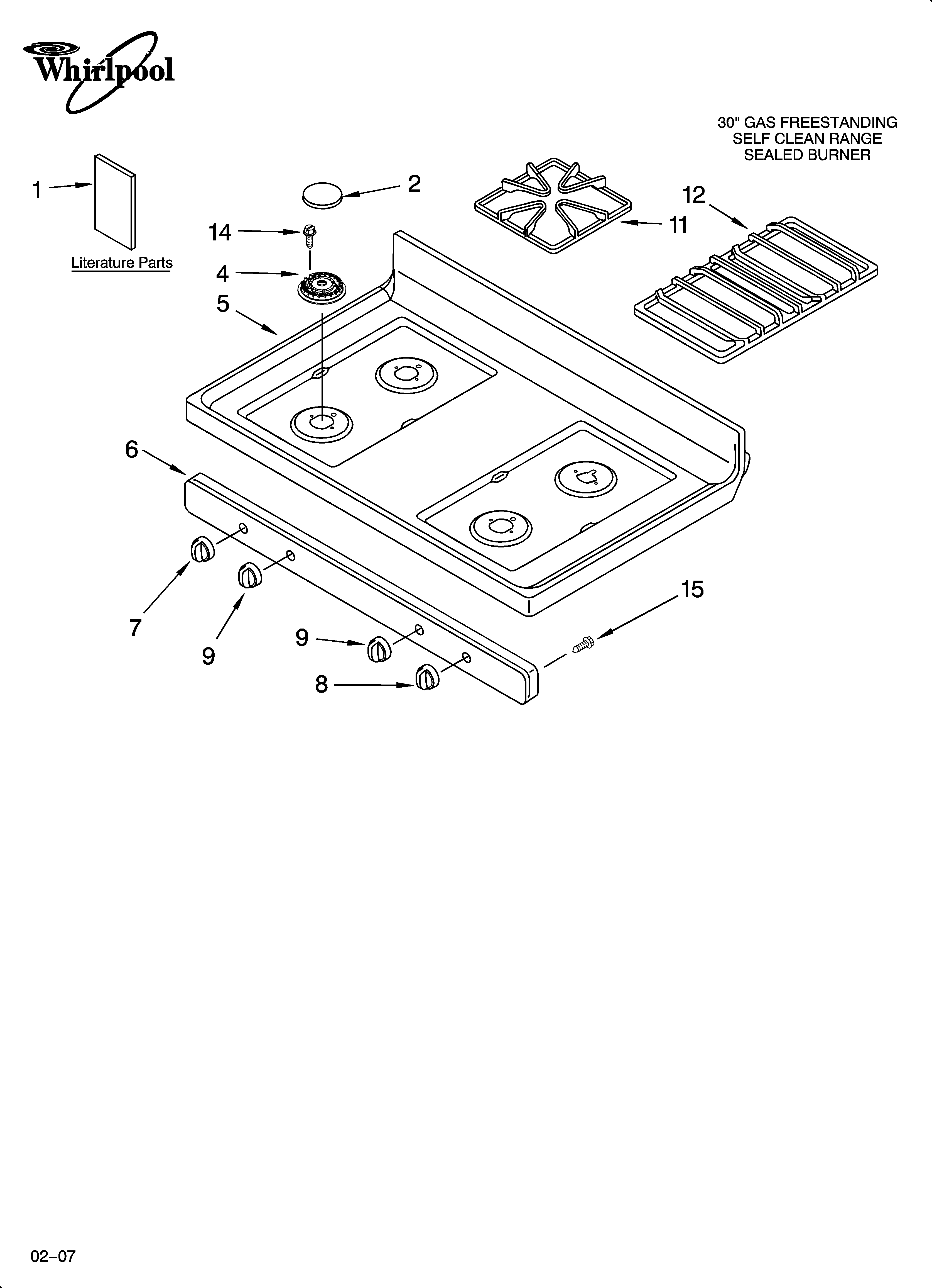 Whirlpool SF367LXSY1 cooktop parts diagram