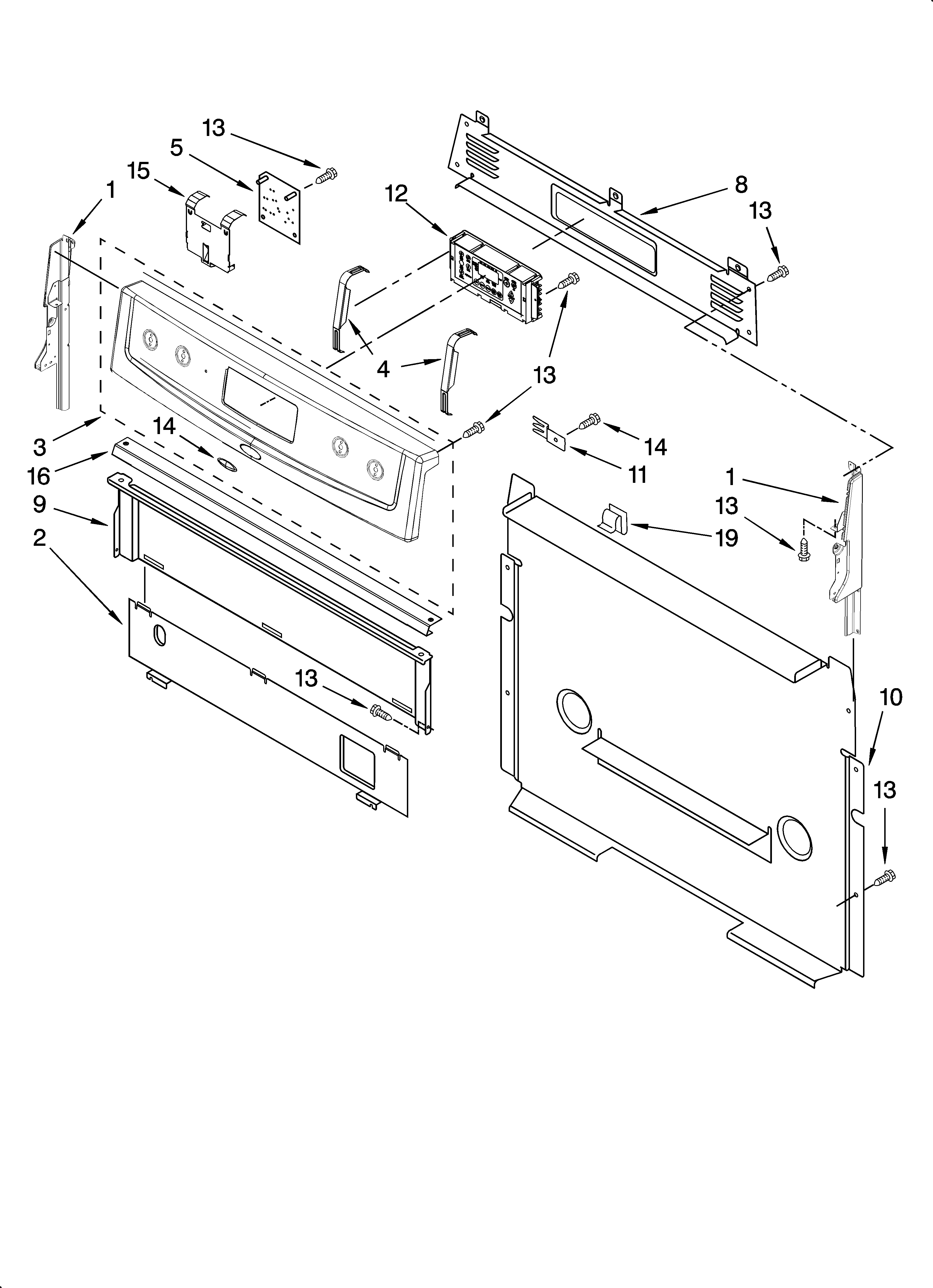 Whirlpool SF367LXSY1 control panel parts diagram