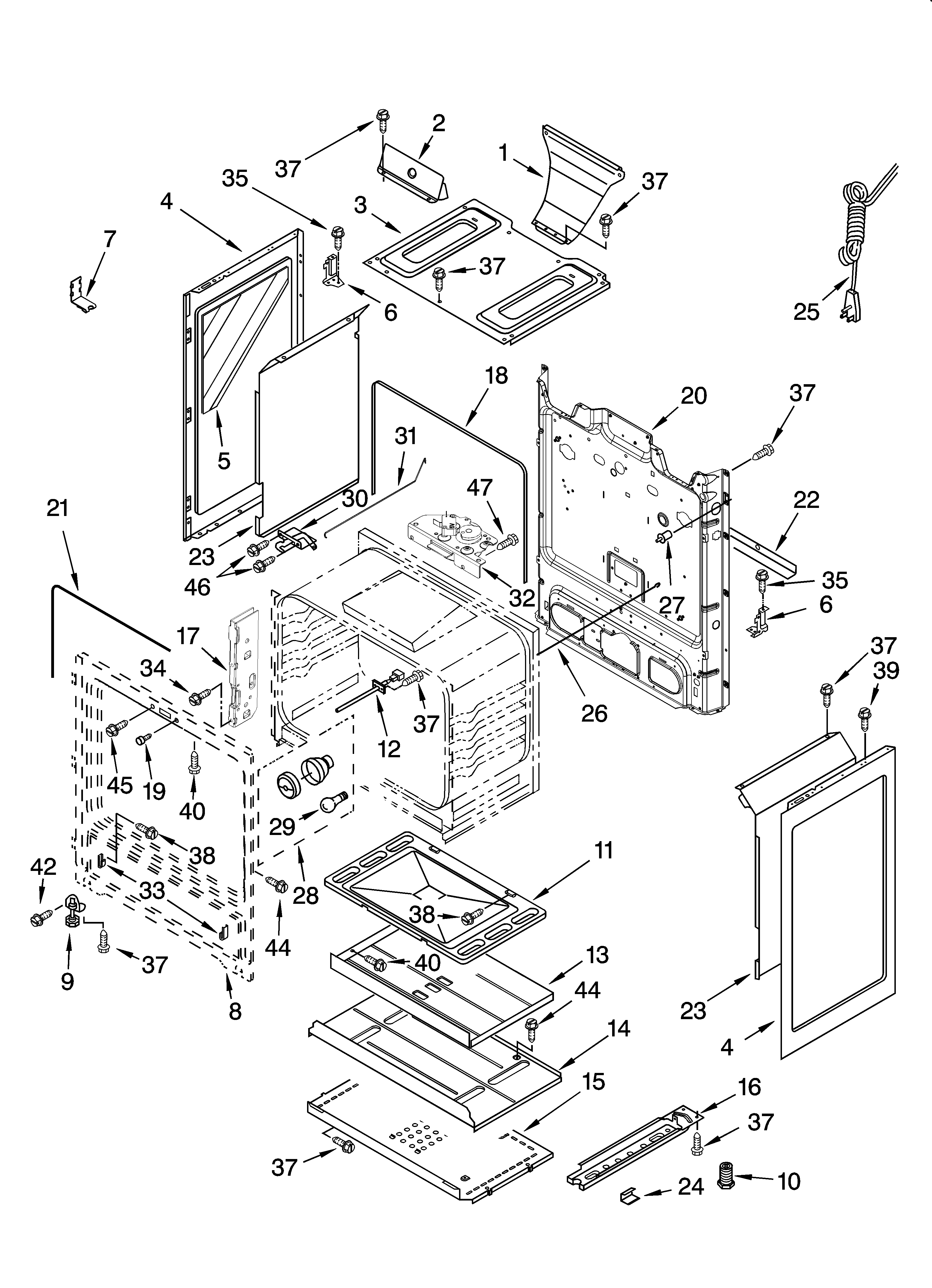 Whirlpool SF367LXSY1 chassis parts diagram