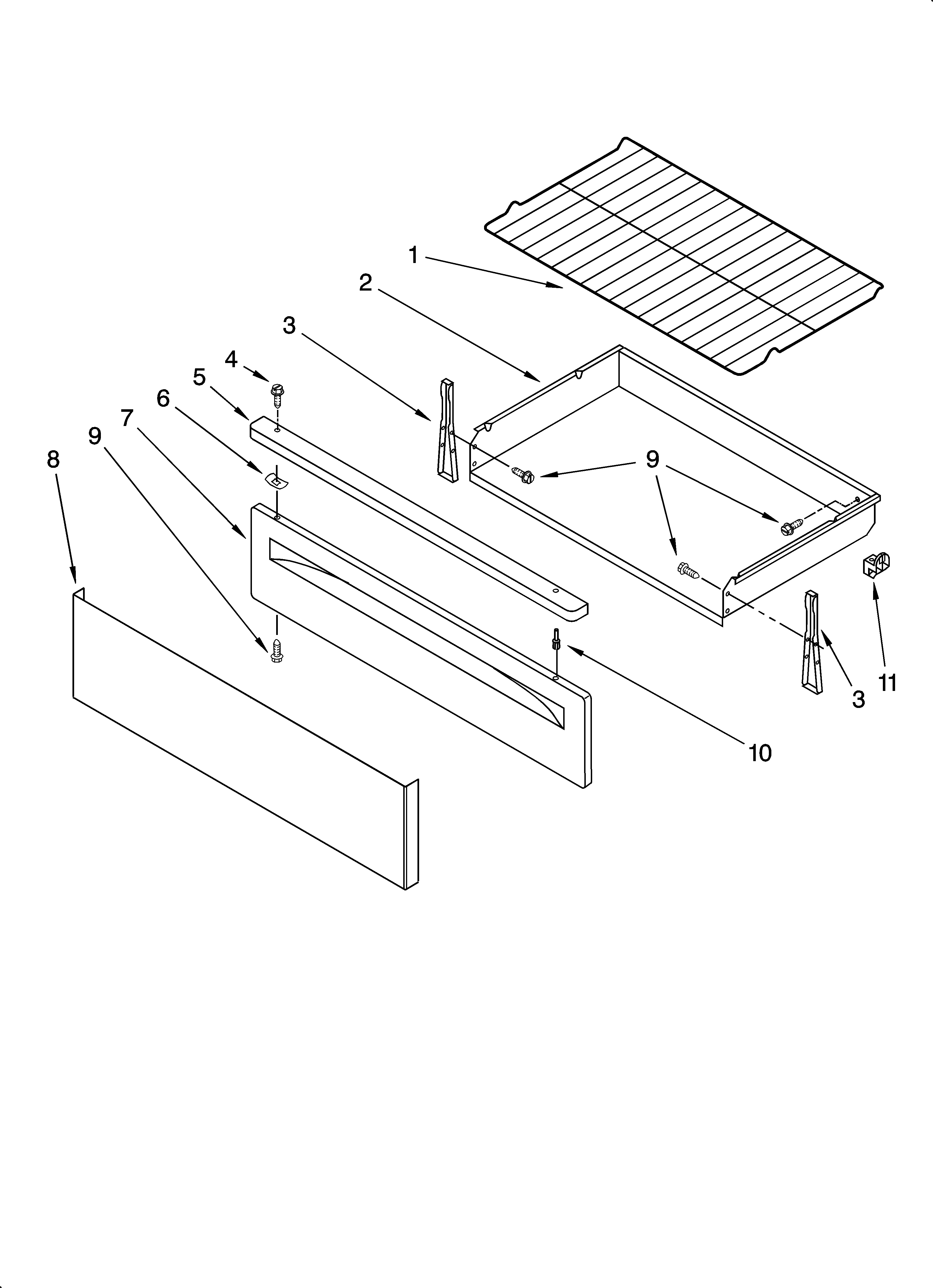 Whirlpool SF367LXSY1 drawer & broiler parts diagram