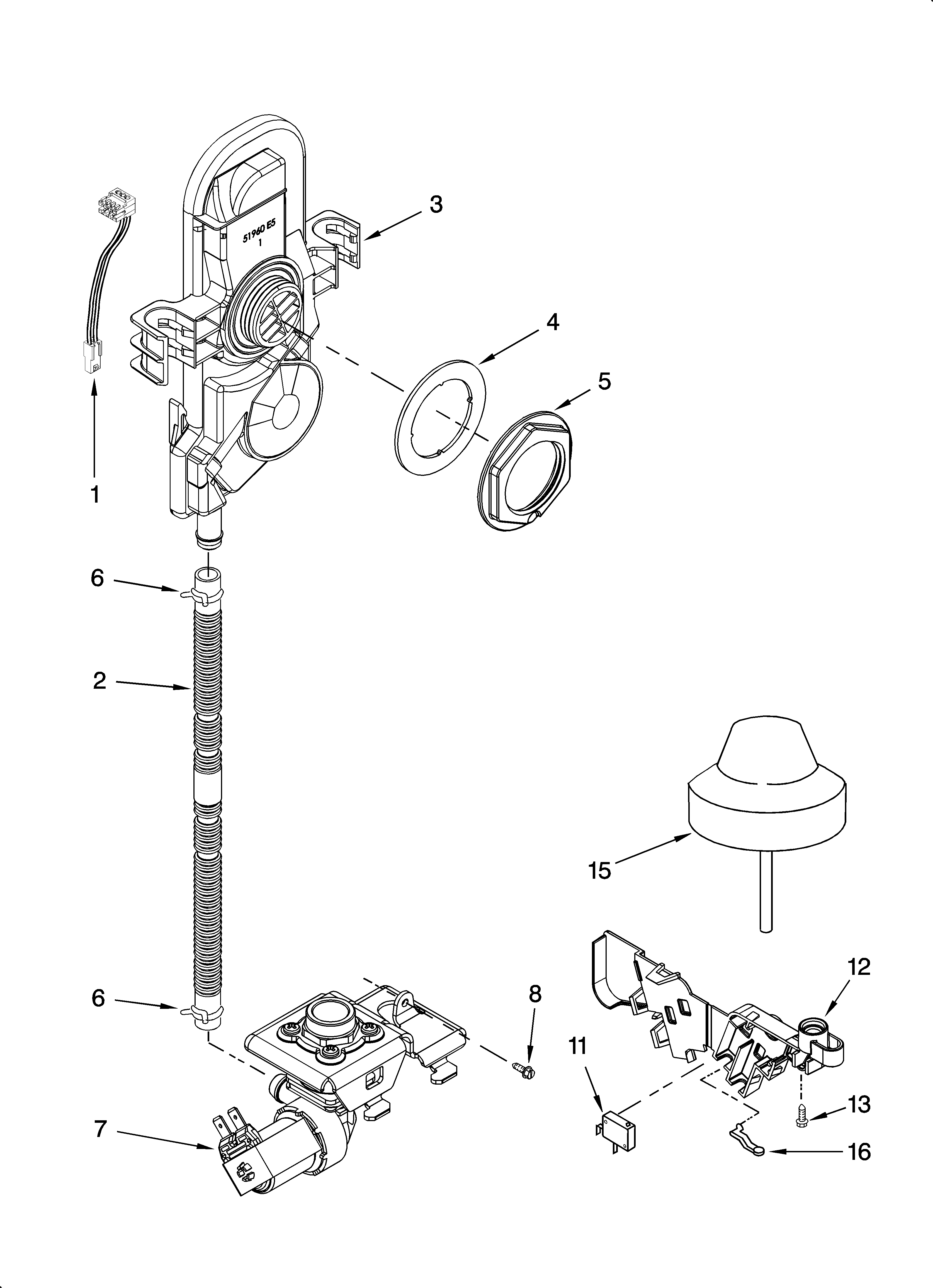 Whirlpool DUL240XTPQ9 fill and overfill parts diagram