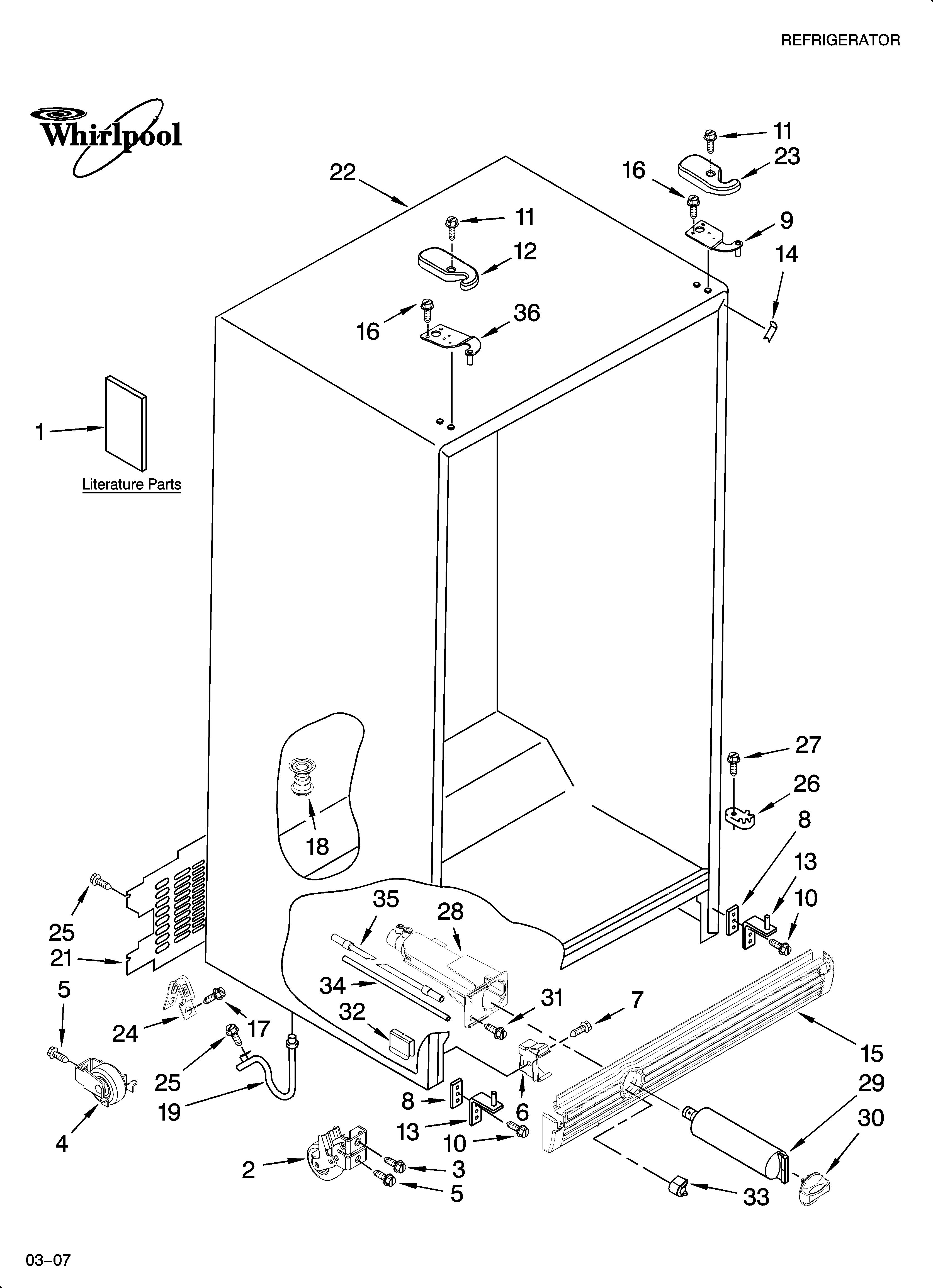Whirlpool ED5JHAXTL01 cabinet parts diagram