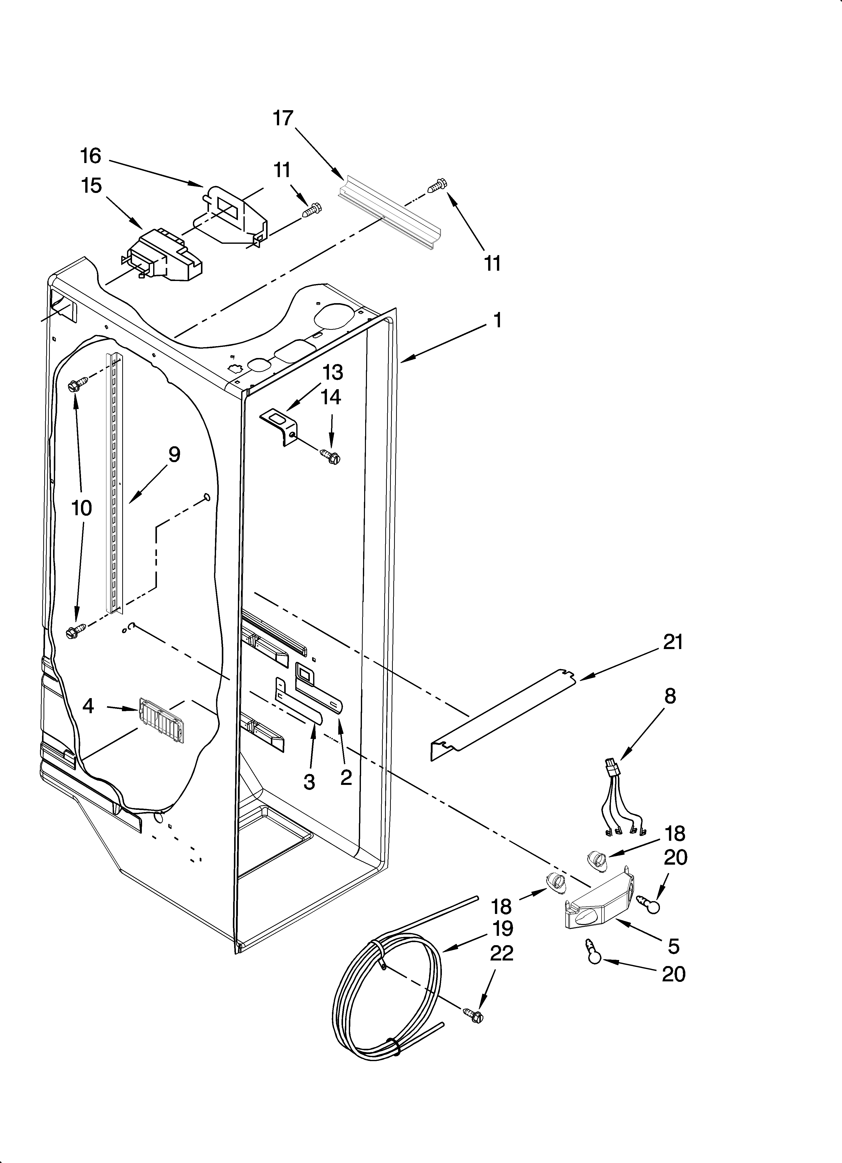 Whirlpool ED5JHAXTL01 refrigerator liner parts diagram