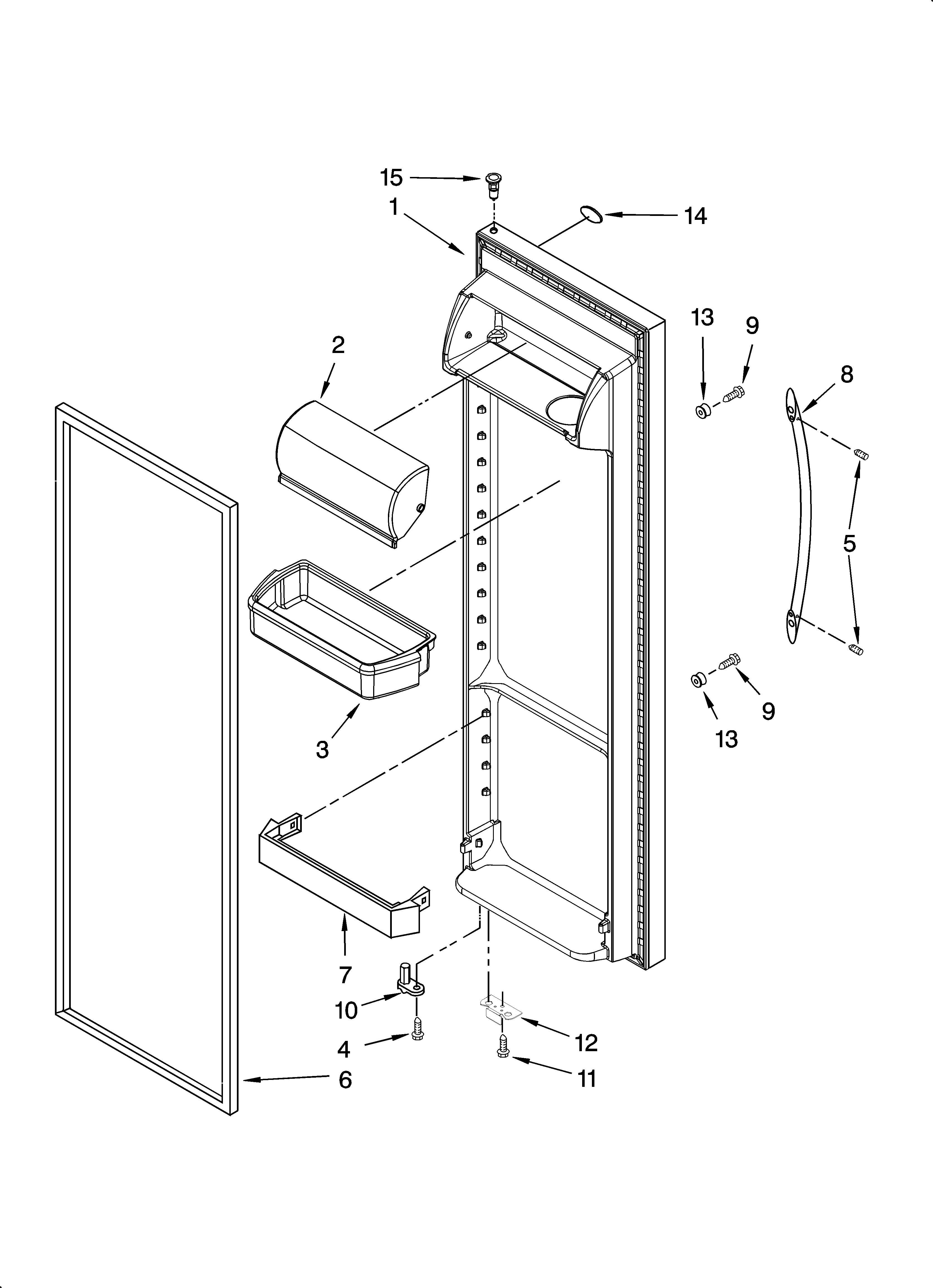 Whirlpool ED5JHAXTL01 refrigerator door parts diagram
