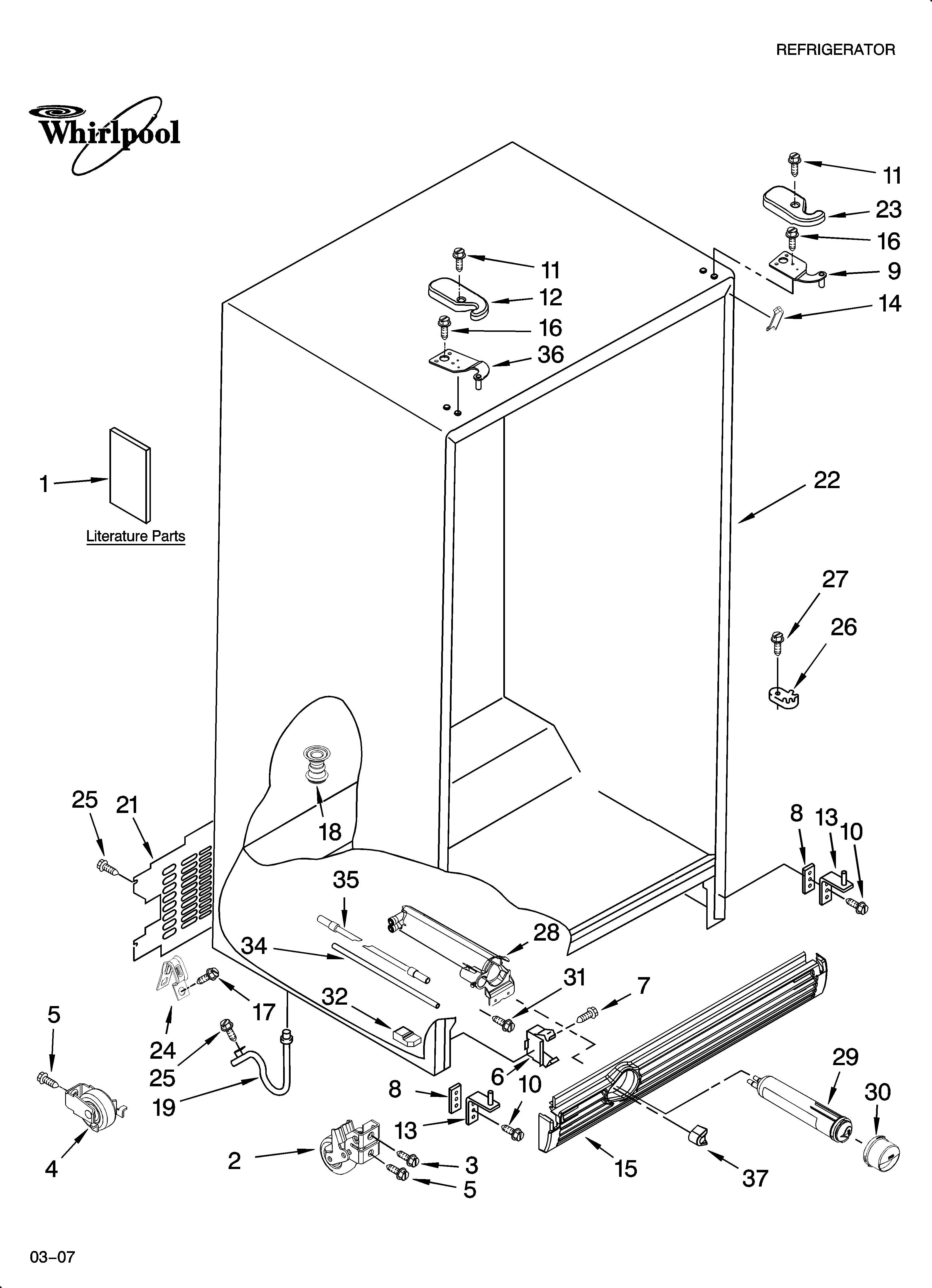Whirlpool ED5PHAXSS02 cabinet parts diagram
