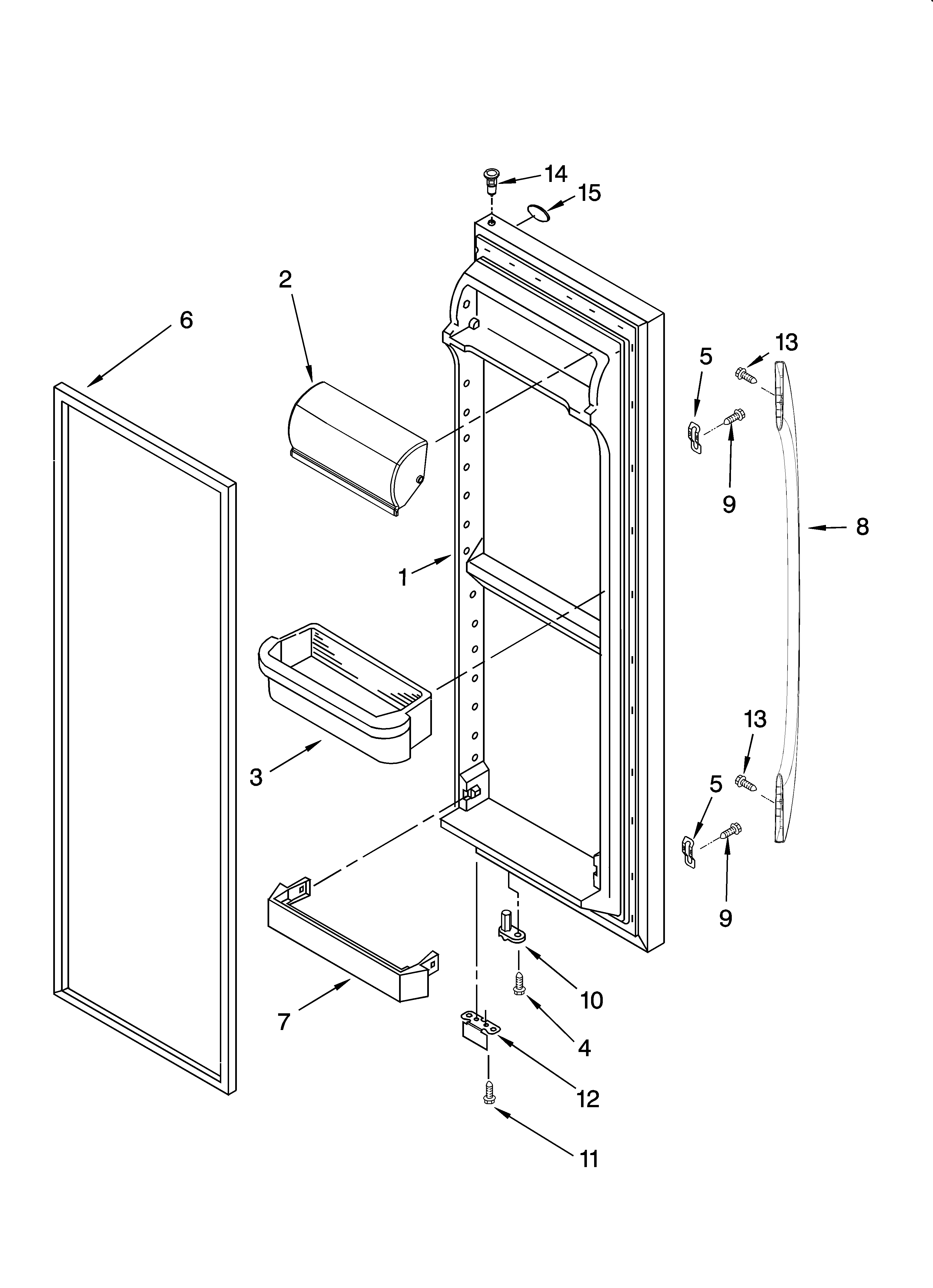 Whirlpool ED5PHAXSS02 refrigerator door parts diagram