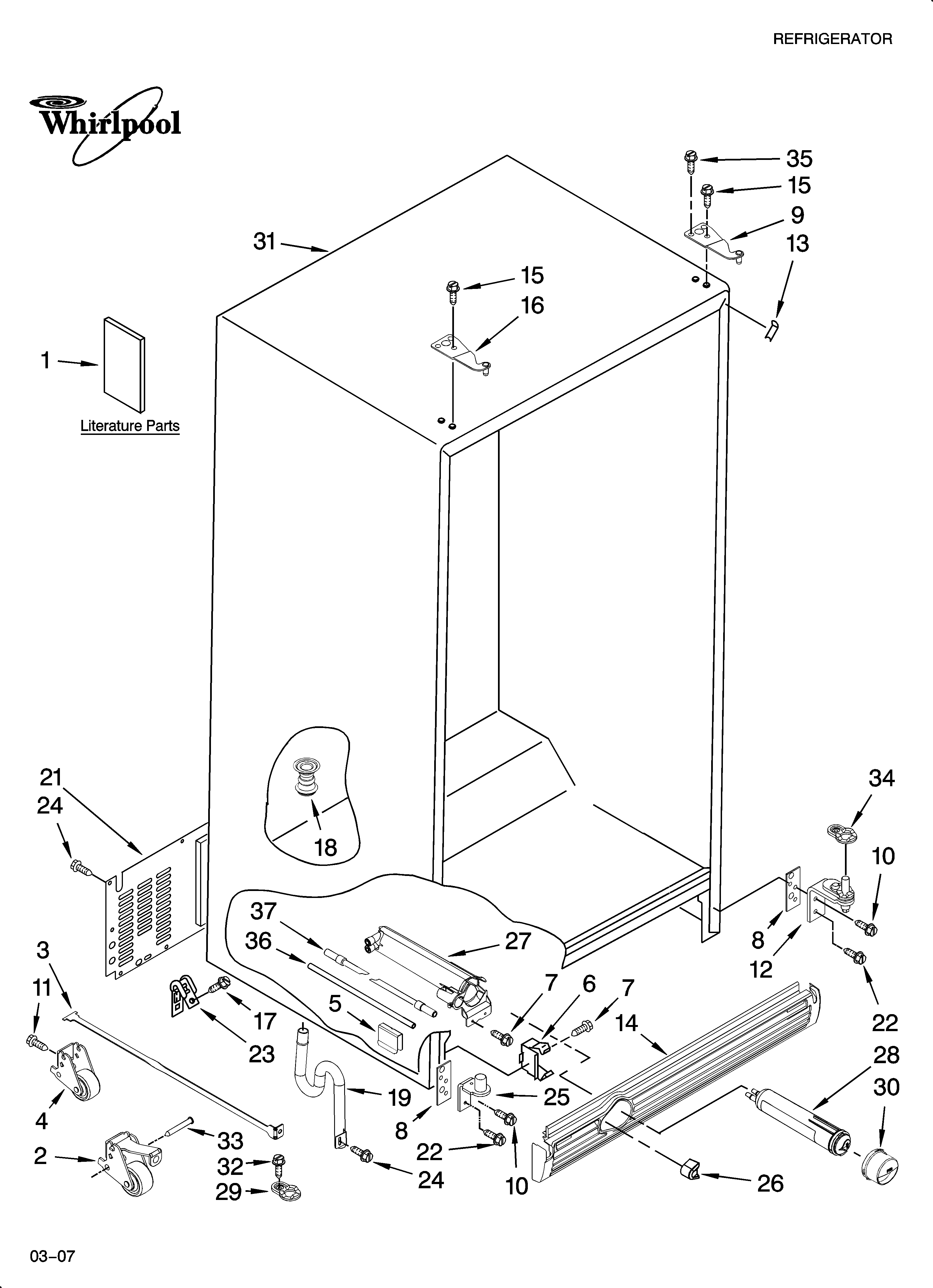 Whirlpool GC5SHEXNB05 cabinet parts diagram