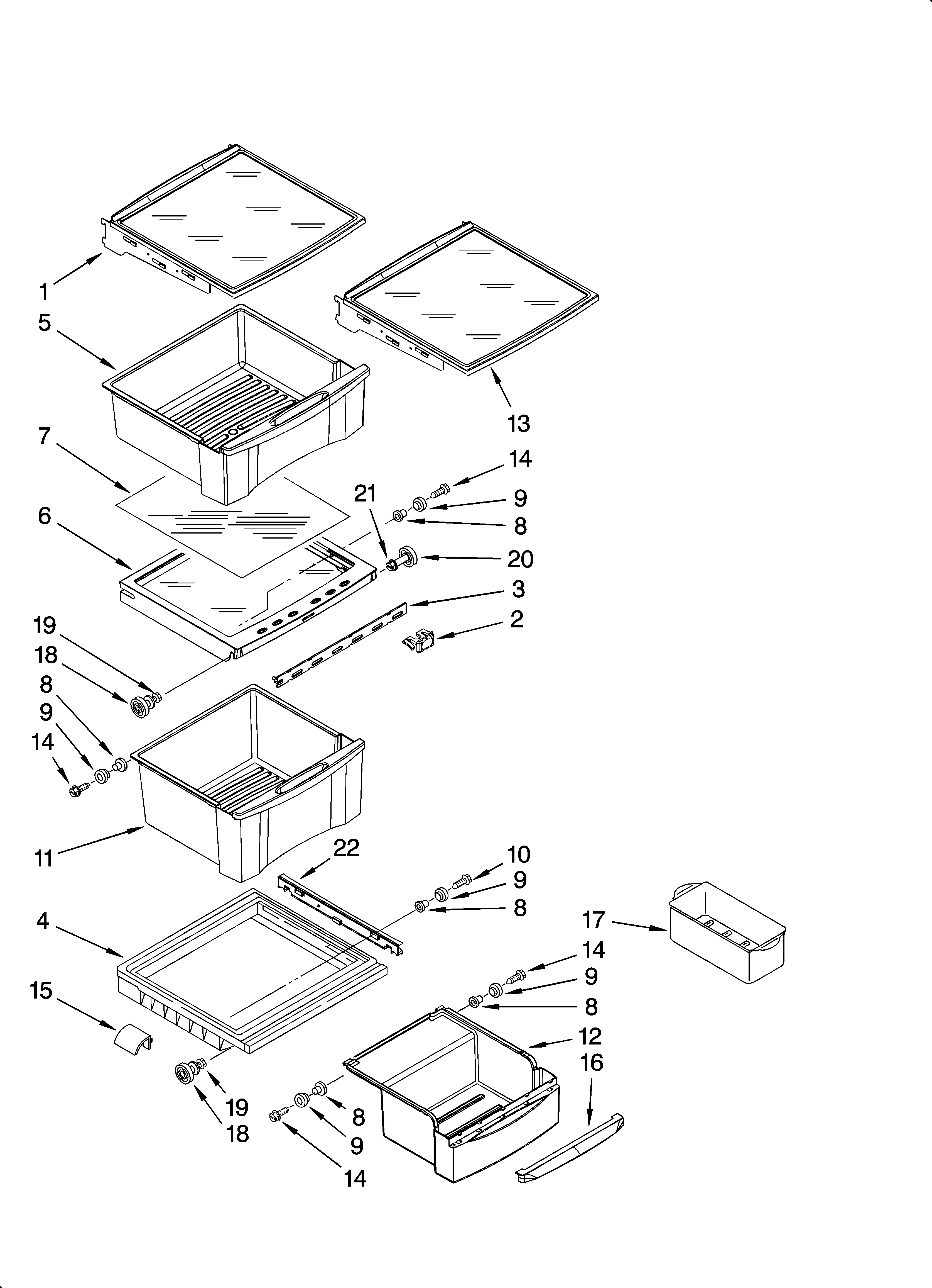 Whirlpool GC5SHEXNB05 refrigerator shelf parts diagram
